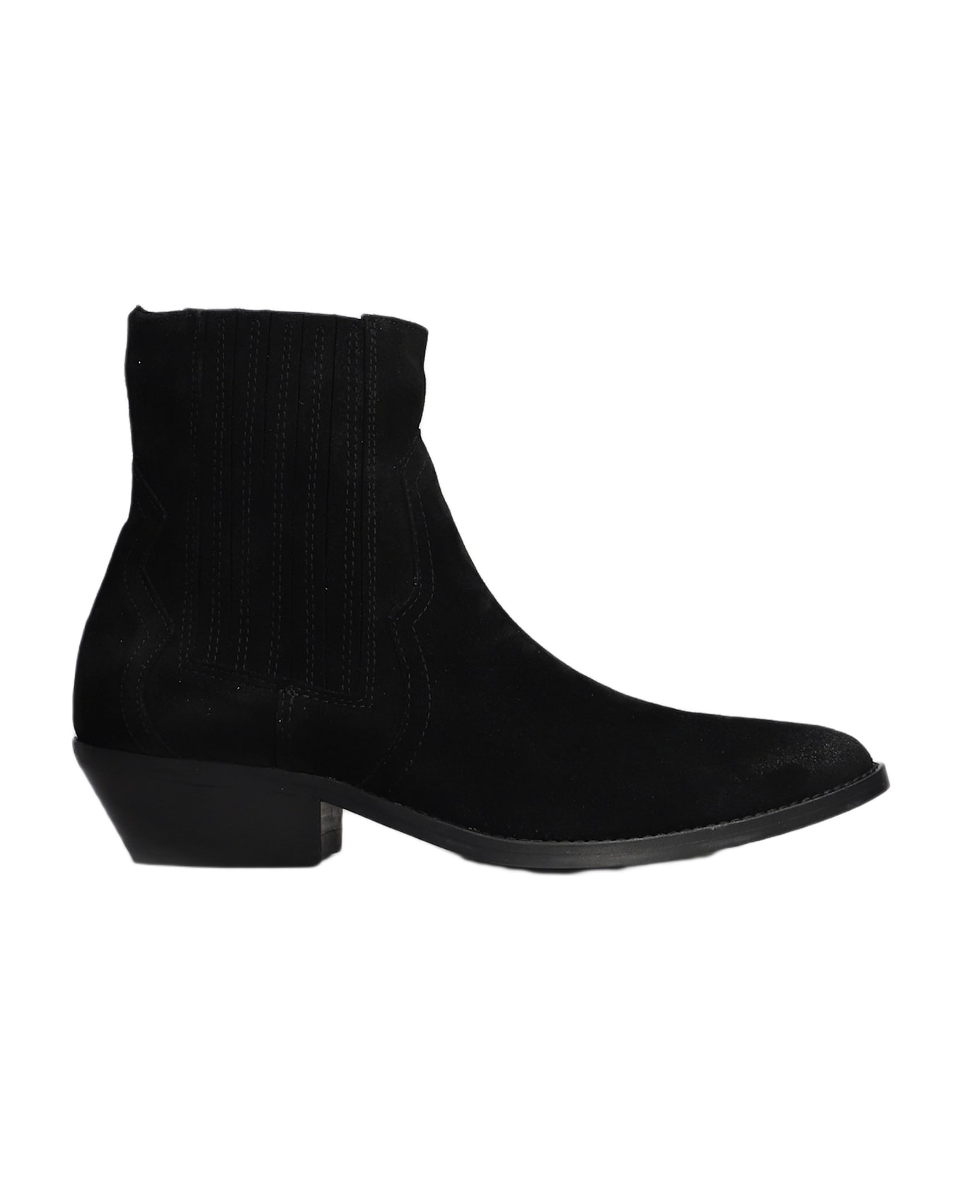 Julie Dee Texan Ankle Boots In Black Suede - black