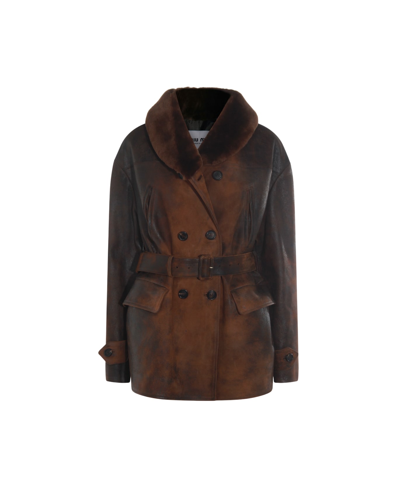 Miu Miu Brown Leather Jacket - Brandy