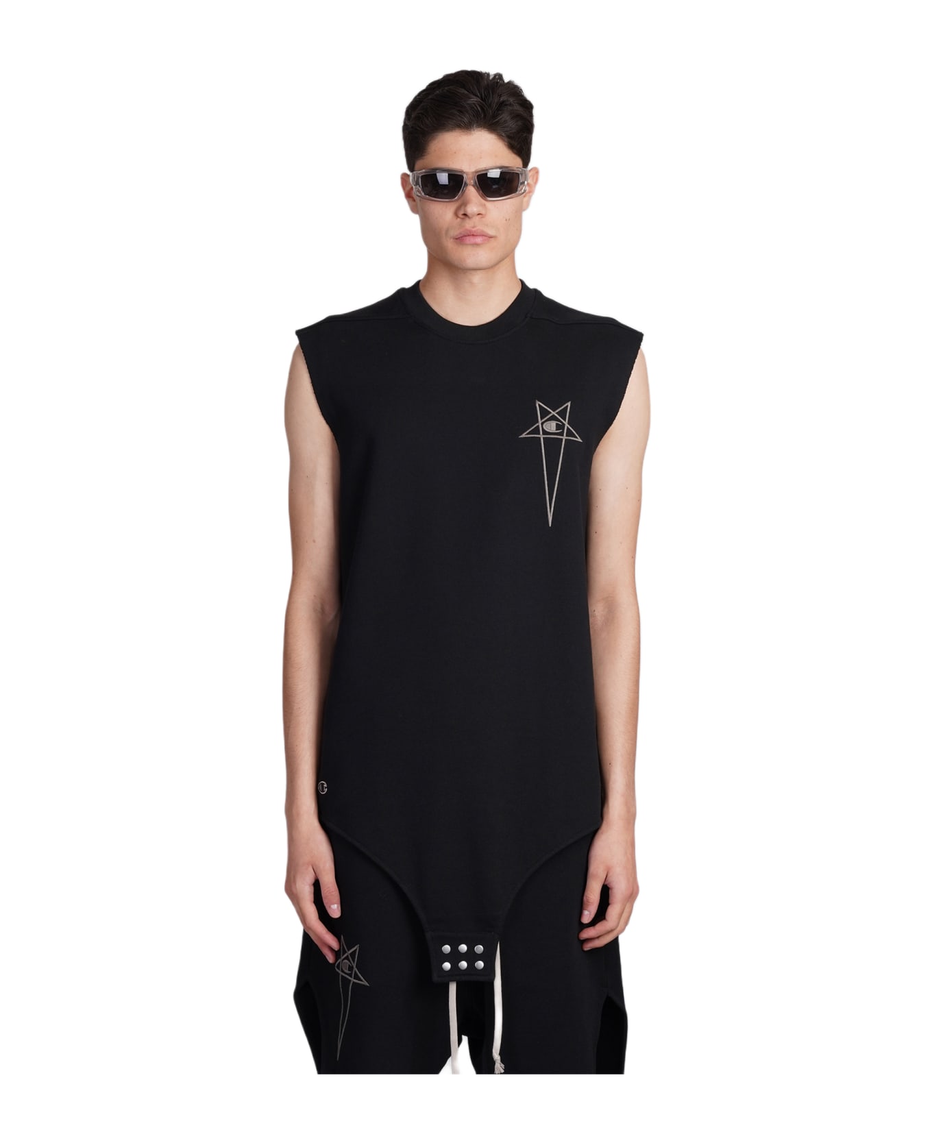 Rick Owens x Champion Sl Body Tank Top In Black Cotton - black