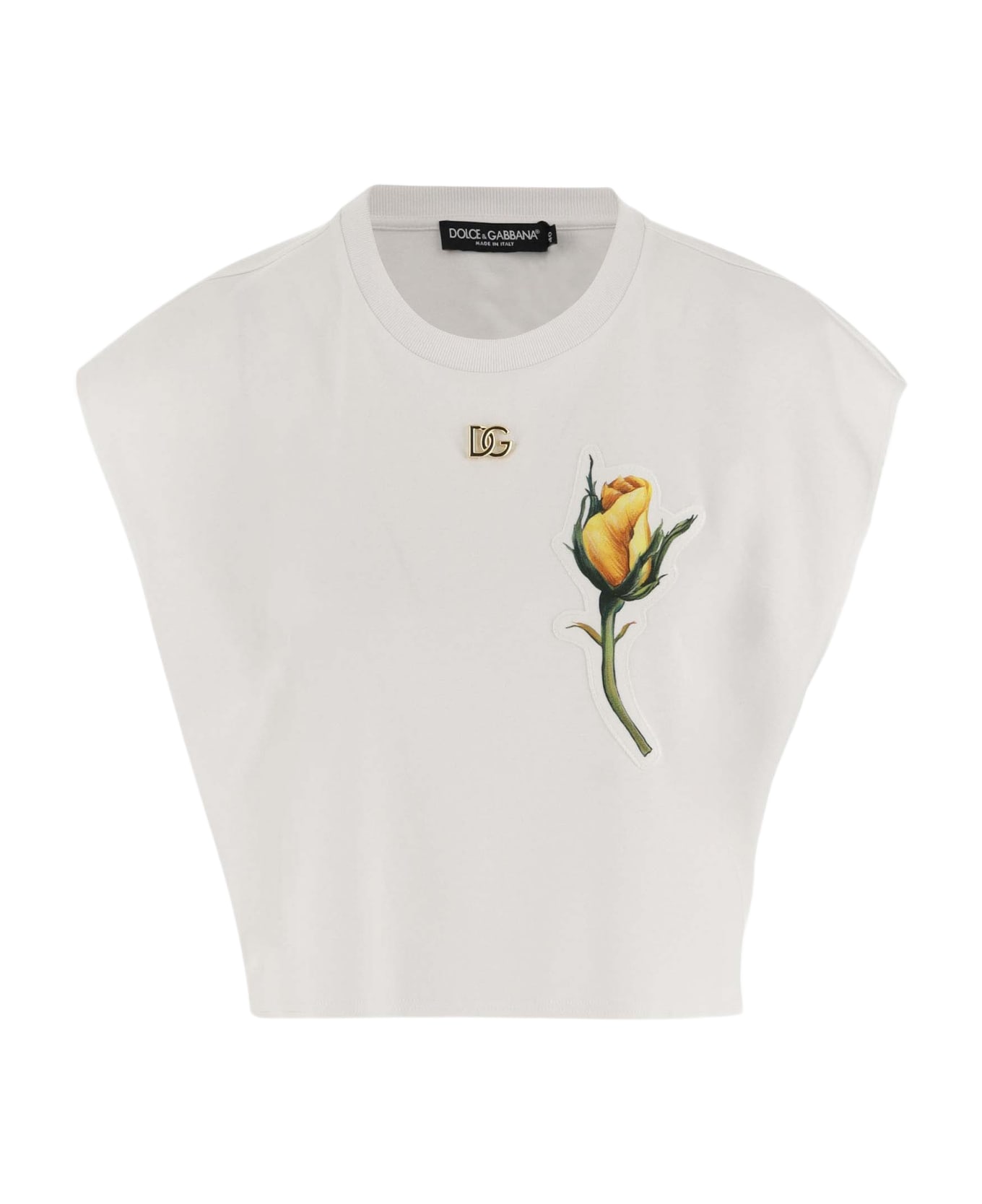 Dolce & Gabbana Cotton Crop T-shirt - White Tシャツ