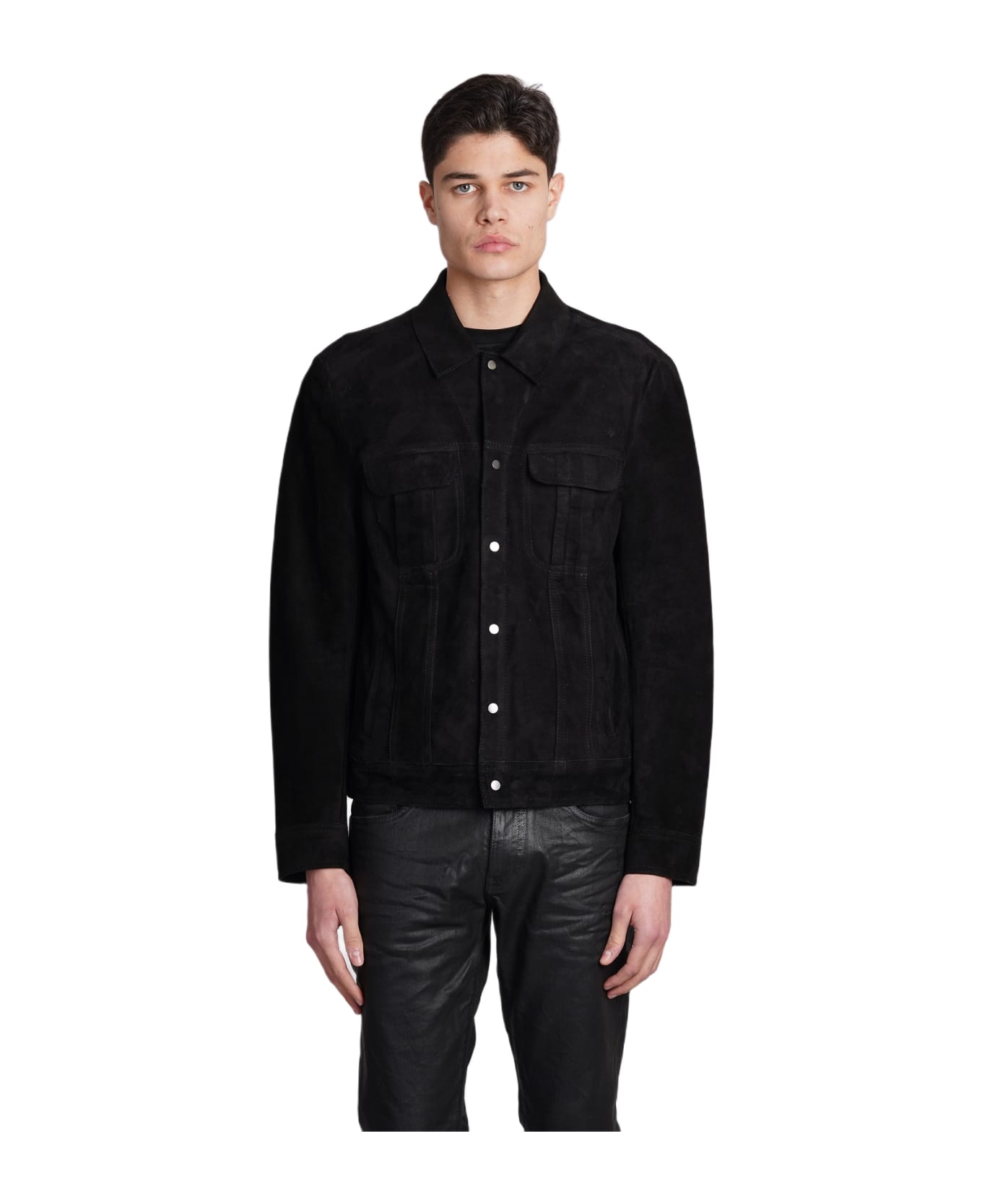 Salvatore Santoro Leather Jacket In Black Suede - black