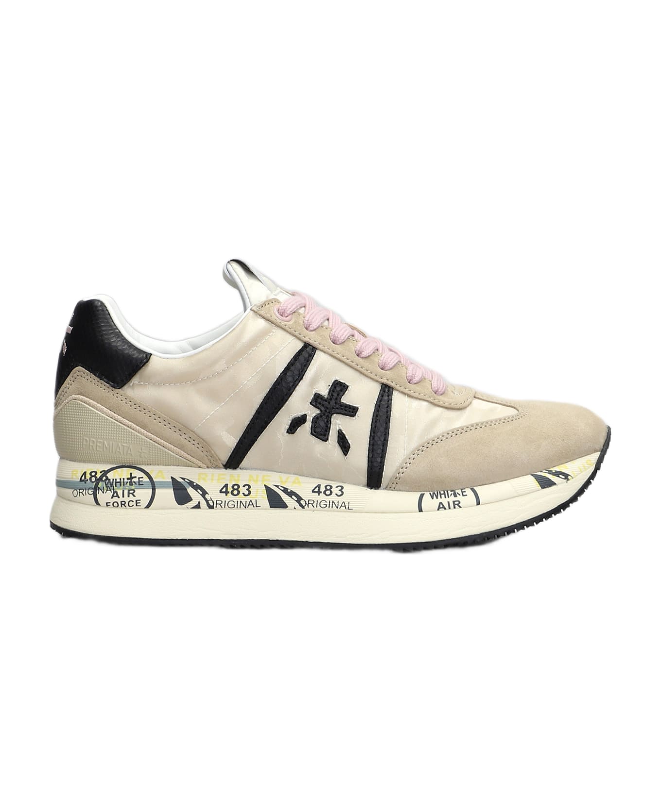 Premiata Conny Sneakers In Beige Suede And Fabric - PANNA