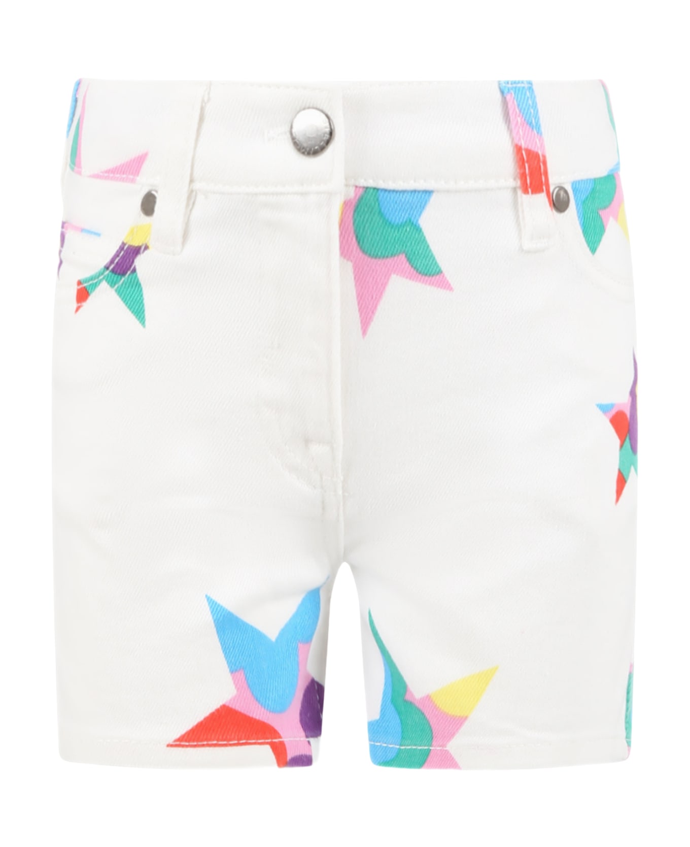 Stella McCartney Kids White Shorts For Girl With Stars - White