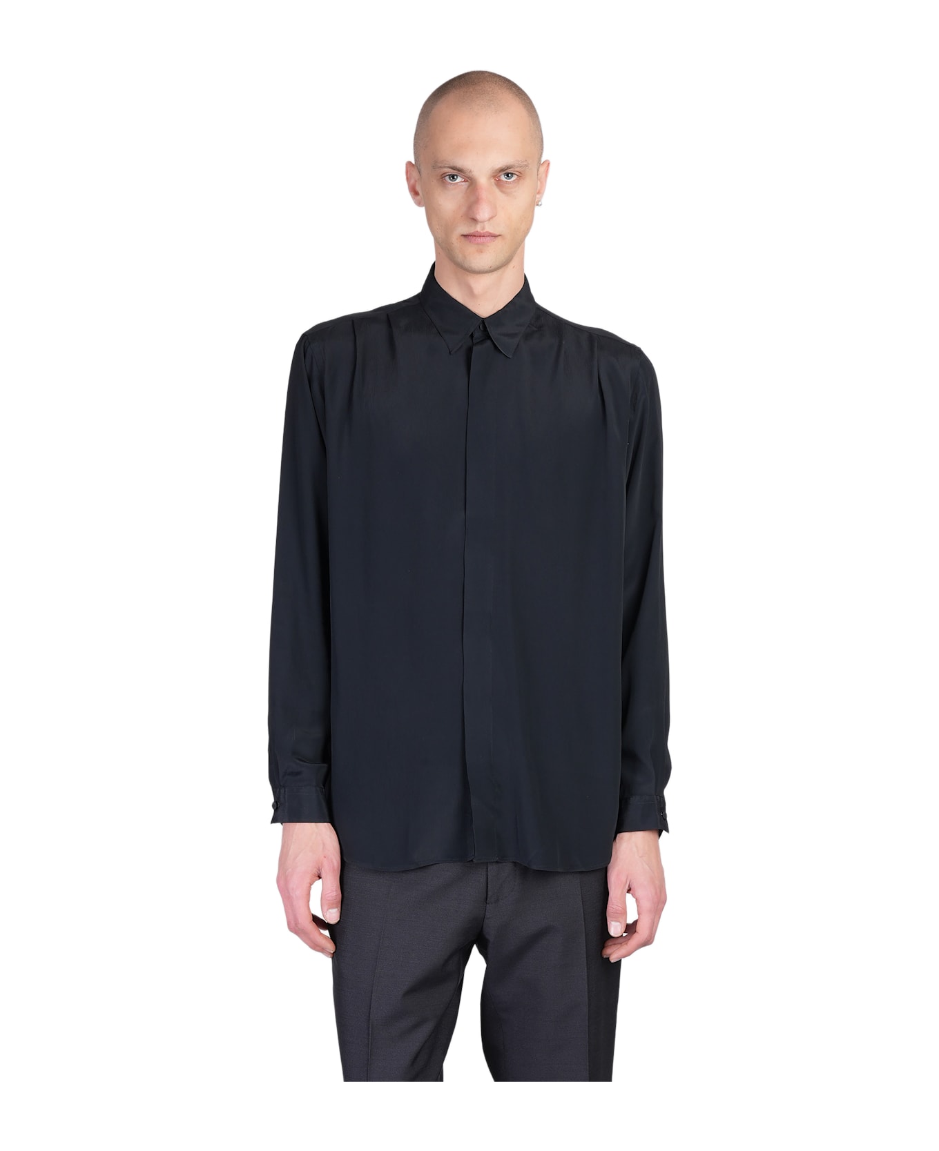 Lardini Shirt In Black Silk - black