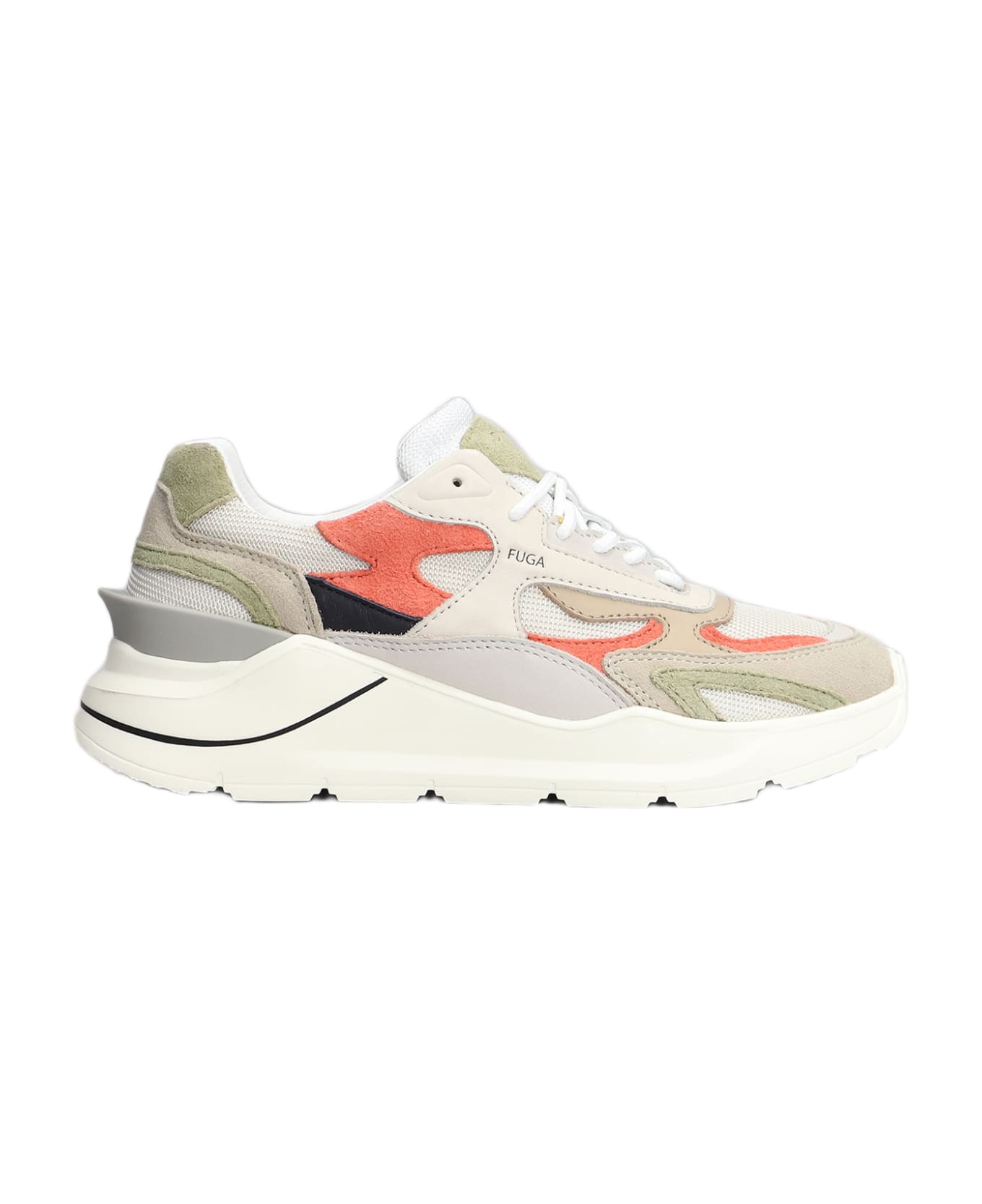 D.A.T.E. Fuga Sneakers In Beige Leather And Fabric - beige