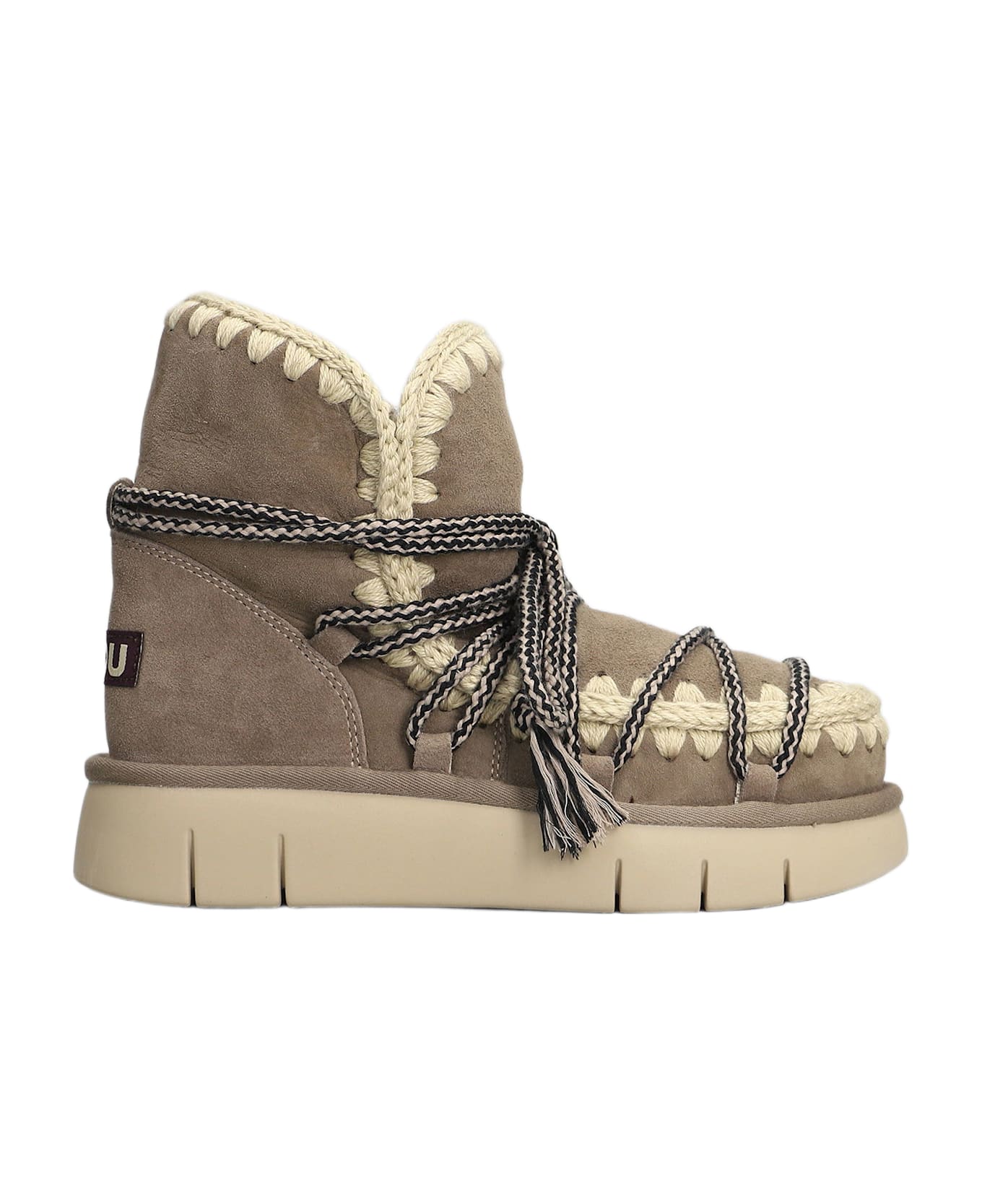 Mou Bounce Boot Scoubied High Heels Ankle Boots In Grey Suede - grey