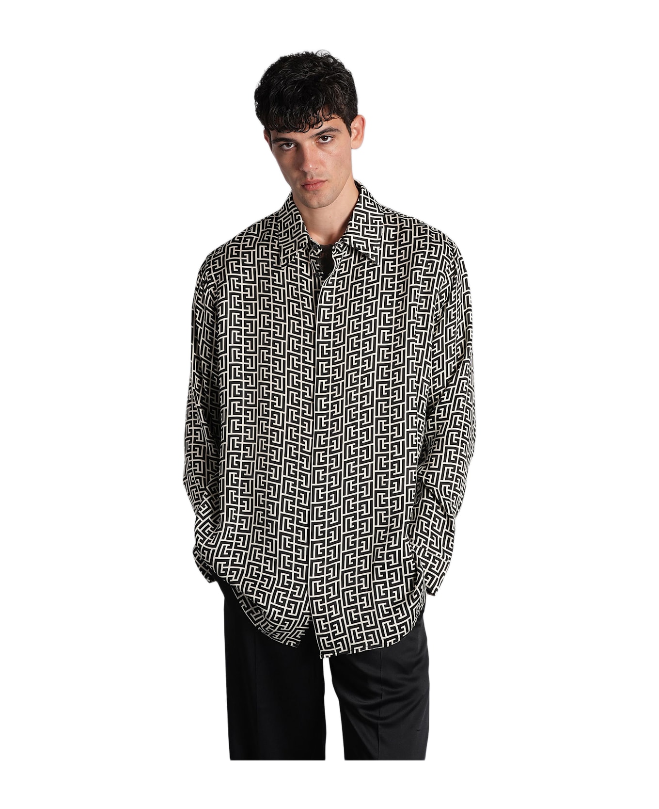 Balmain Shirt In Beige Polyamide Polyester - beige