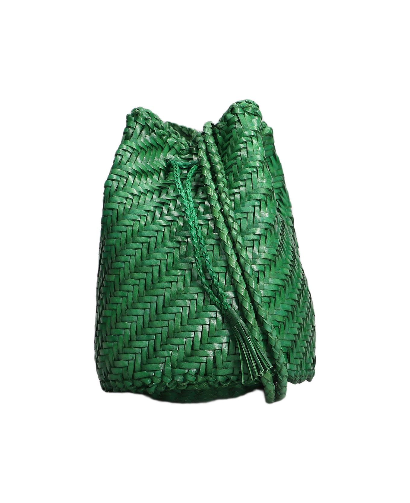 Dragon Diffusion Pompom Double Jump Shoulder Bag In Green Leather - green
