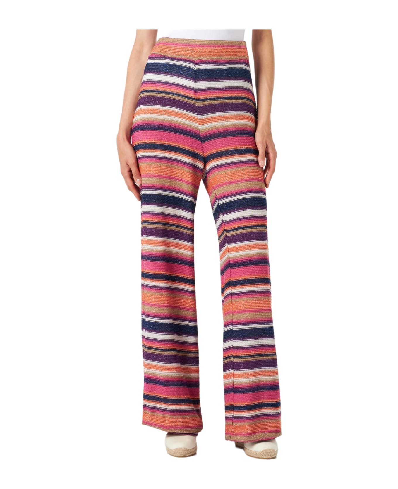 MC2 Saint Barth Knitted Striped Palazzo Pants - PURPLE