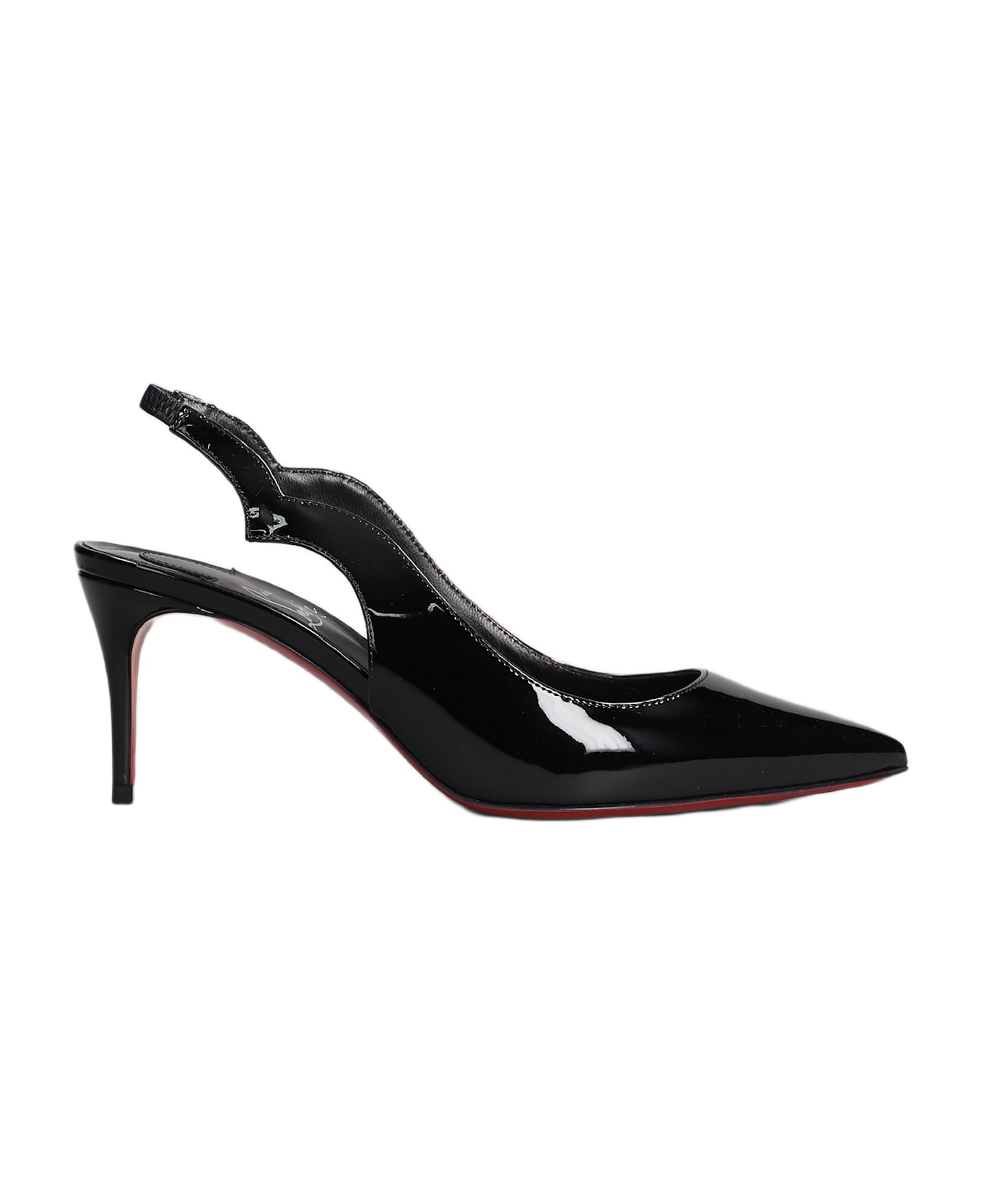 Christian Louboutin Hot Chick Sling 70 Pumps In Black Patent Leather - black