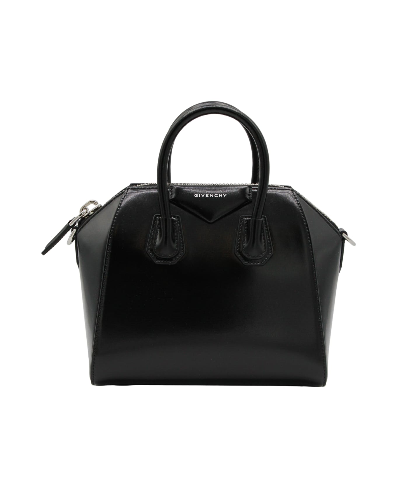 Givenchy Black Leather Antigona Top Handle Bag - Black