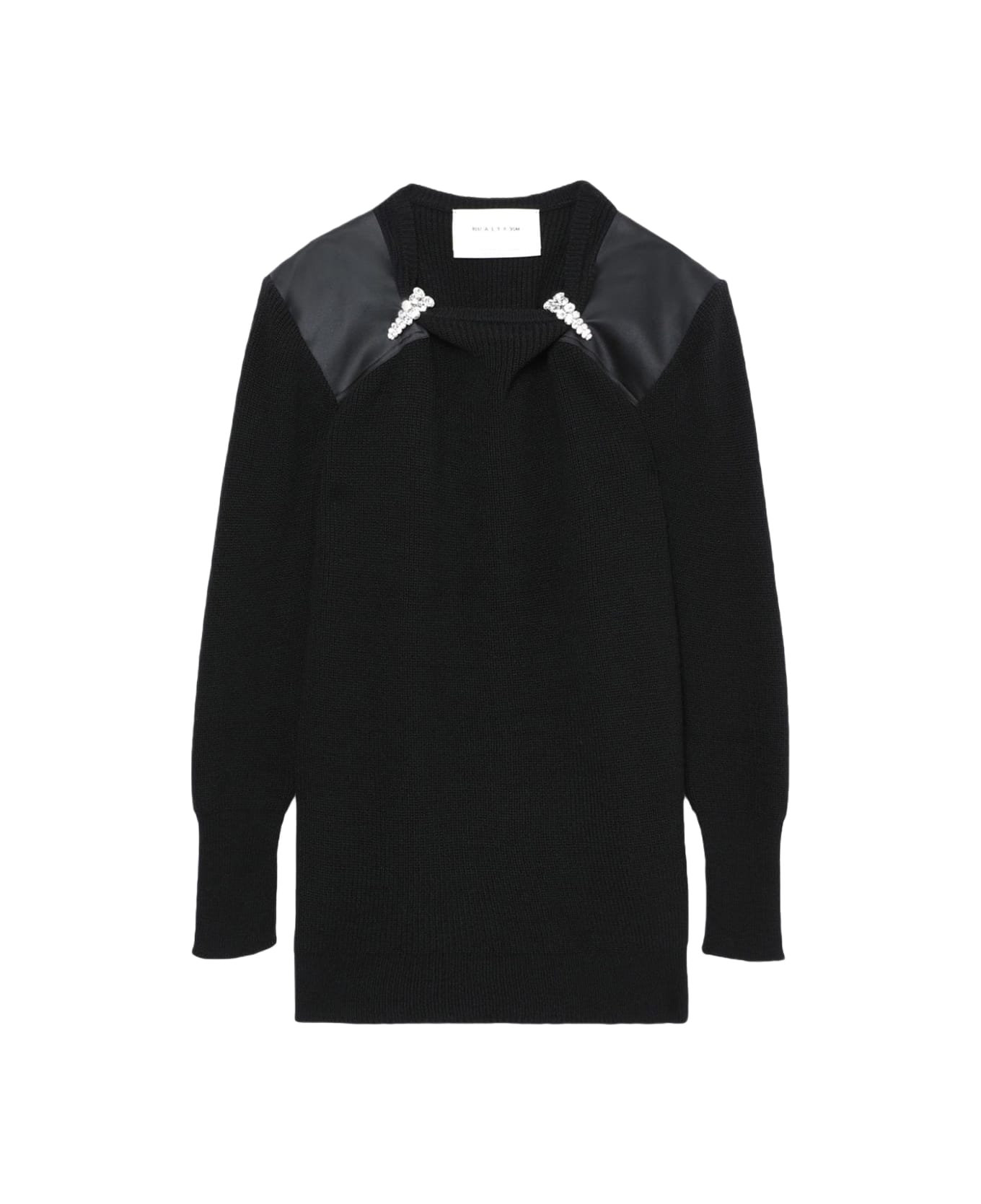 1017 ALYX 9SM Nylon Panel Knit Dress Black rib-knitted dress with crystals detail - Nylon panel knit dress - Nero