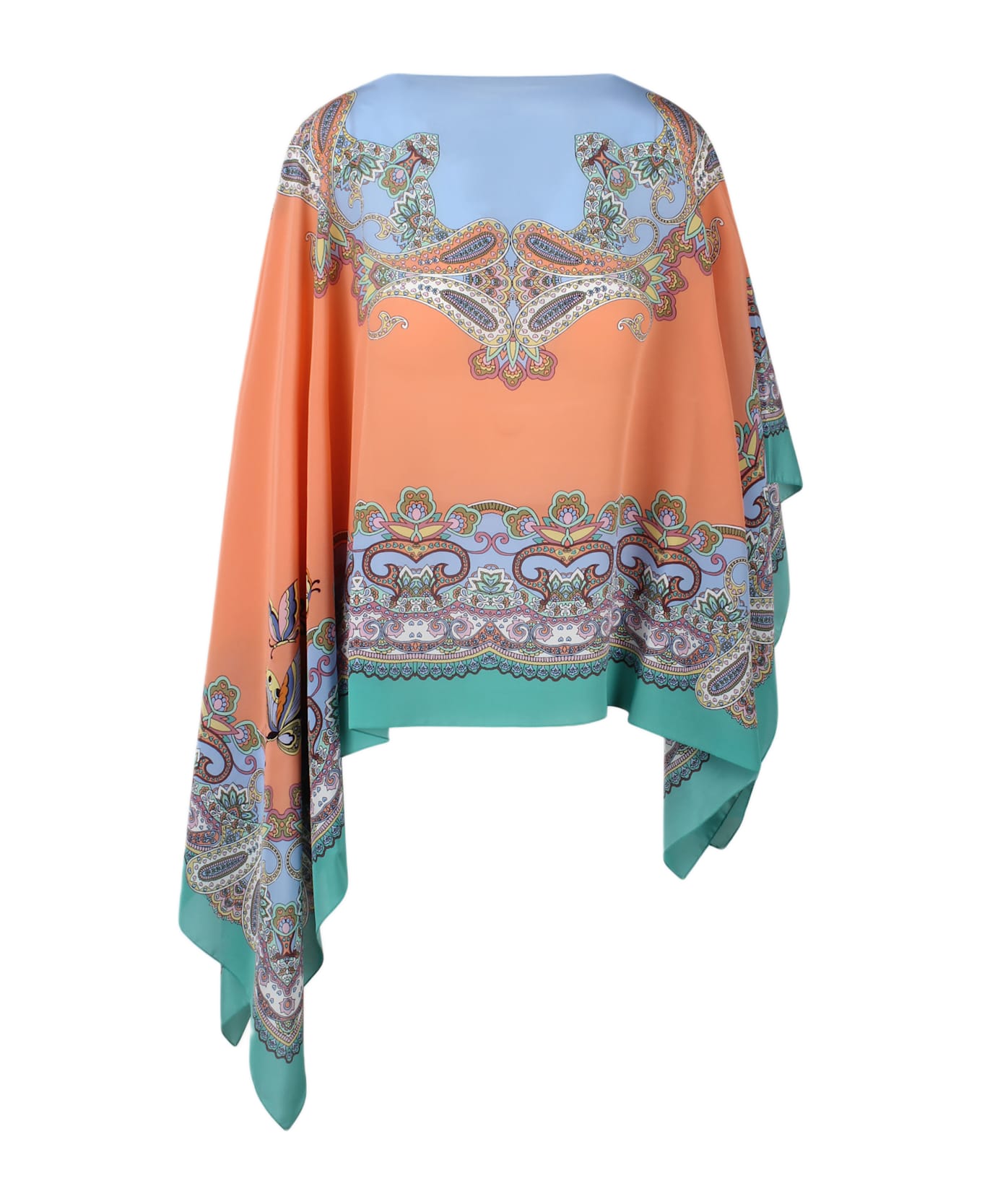 Etro Floral Print Cape - Coral