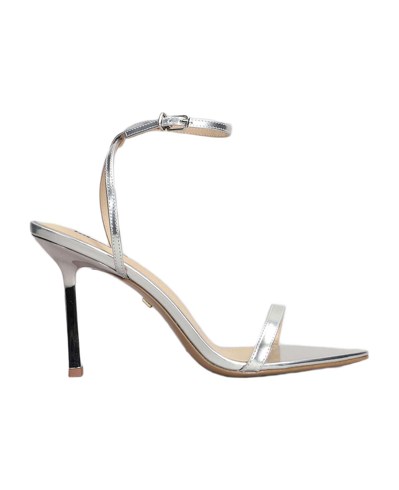 Lola Cruz Summer Heel 95 Sandals In Silver Leather - silver
