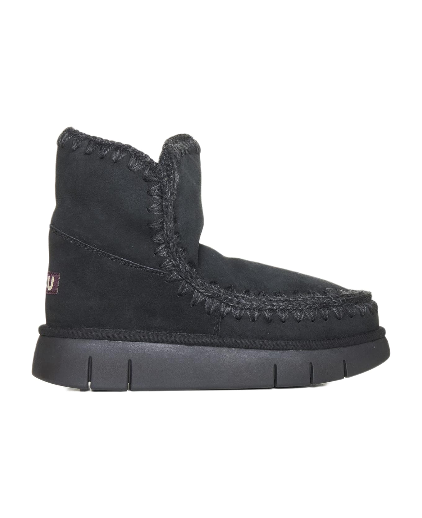 Mou Eskimo Bounce Suede And Shearling Ankle Boots - Black