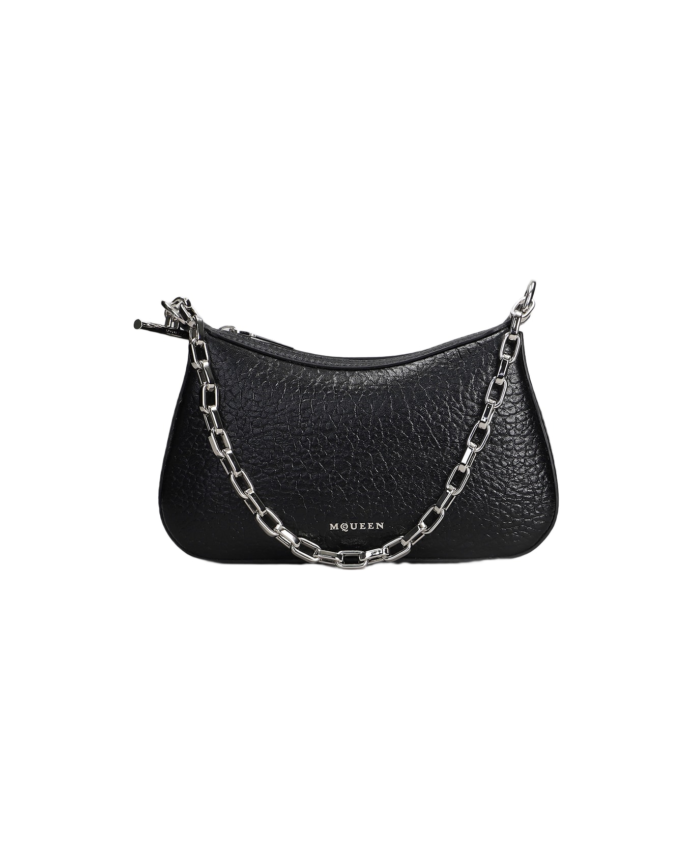 Alexander McQueen T Bar Mini Pouch Shoulder Bag In Black Leather - Black/silver