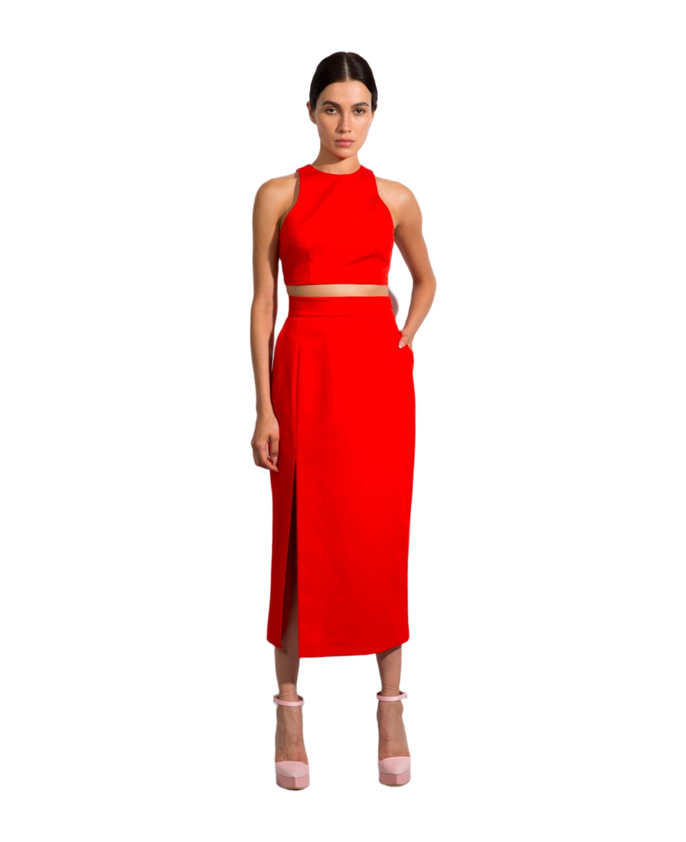 Sara Battaglia Crop Top - Aperol
