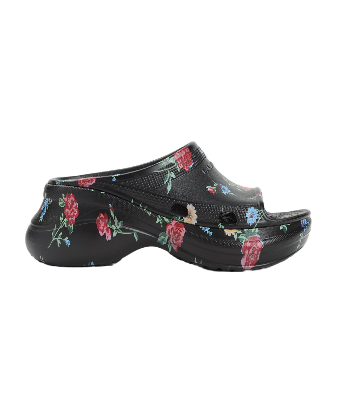 Balenciaga Printed Rubber Balenciaga X Crocsâ ¢ Slide Pool Slippers - FLORAL FALLING BLACK