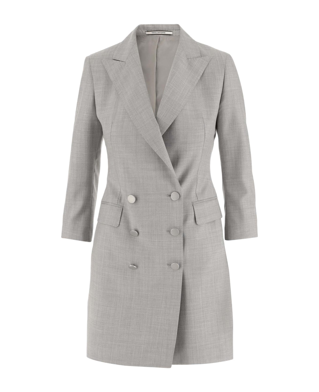 Tagliatore Wool And Silk Double-breasted Jacket - Grey レインコート