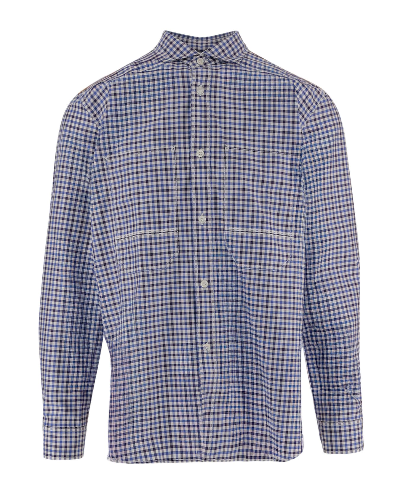 Junya Watanabe Cotton Shirt With Contrasting Check Pattern - Red