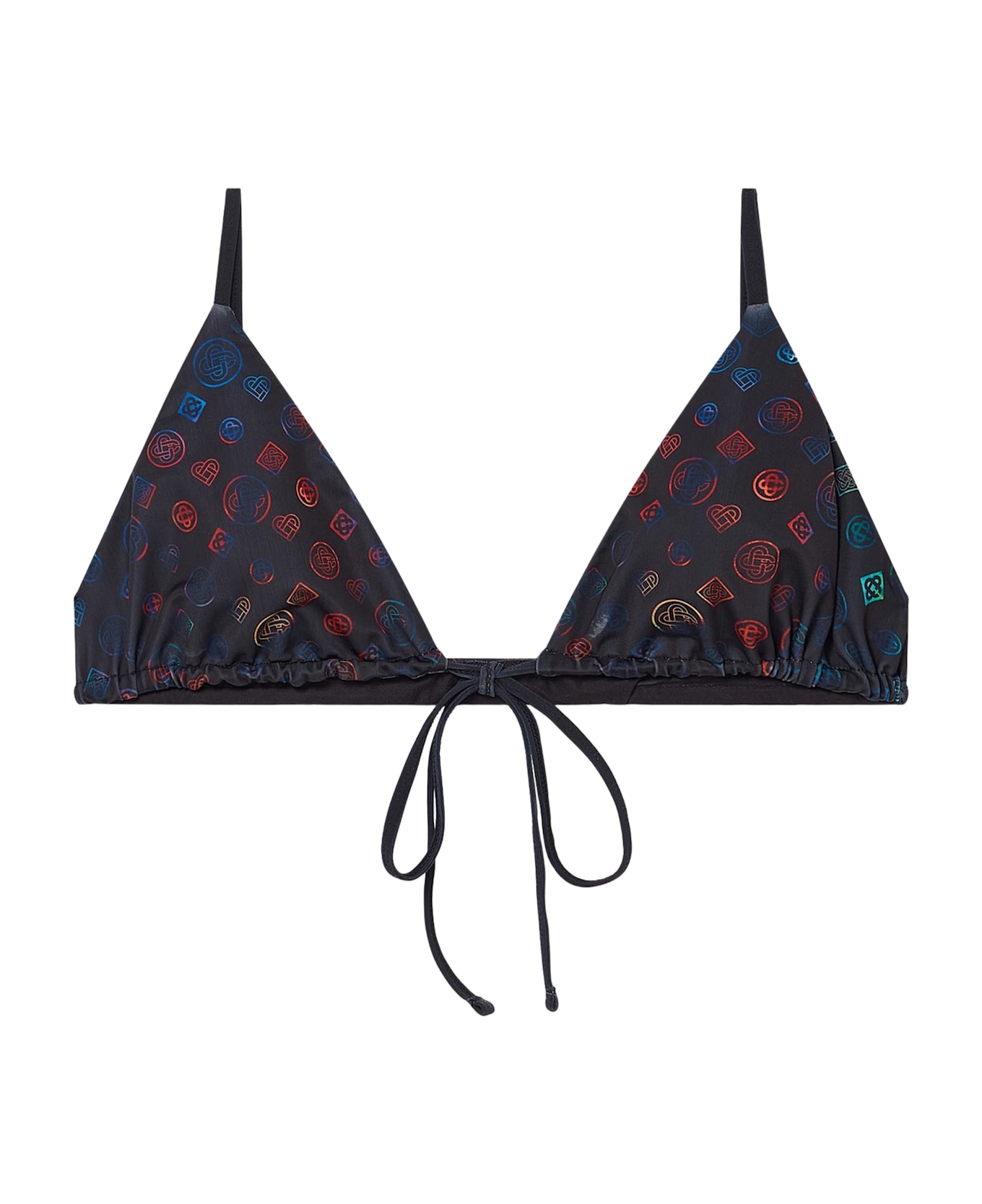 Casablanca Top Bikini With Drawstring And Monogram - Black