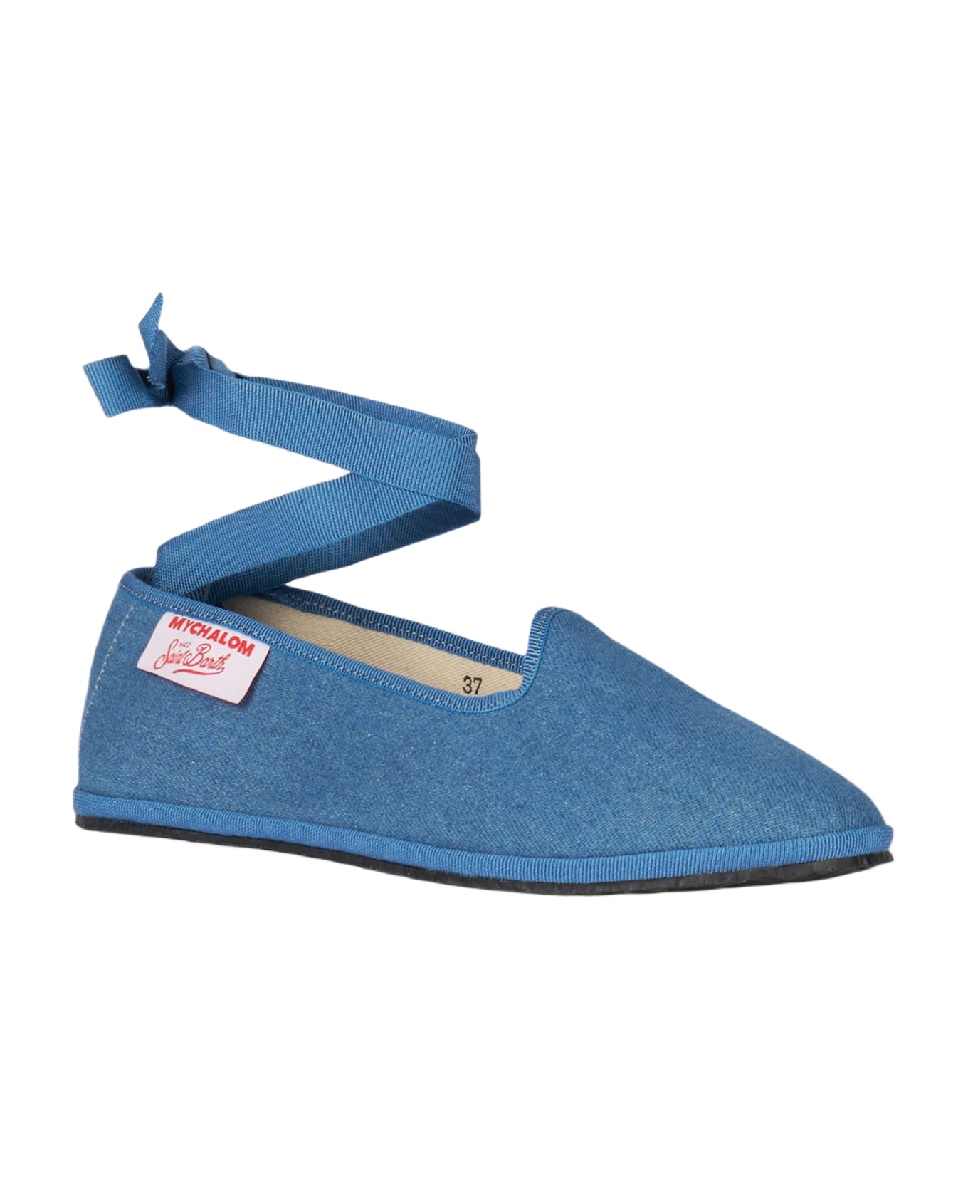 MC2 Saint Barth Woman Denim Slipper Loafers | My Chalom Special Edition - BLUE