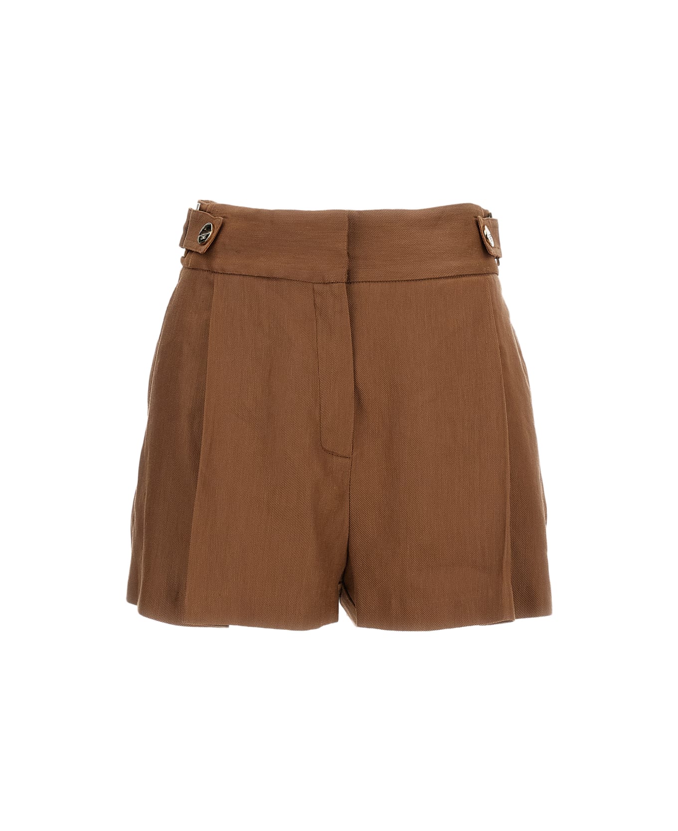 Elisabetta Franchi Linen Blend Shorts - Brown
