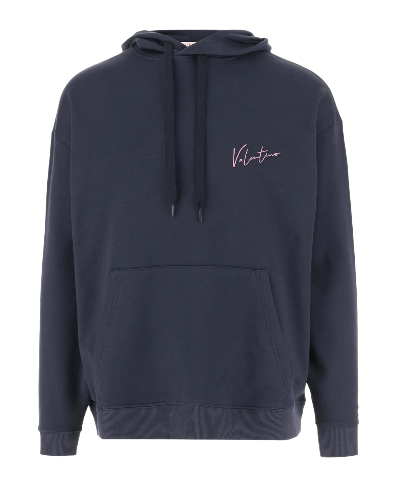 Valentino Logo Embroidery Hoodie - Navy