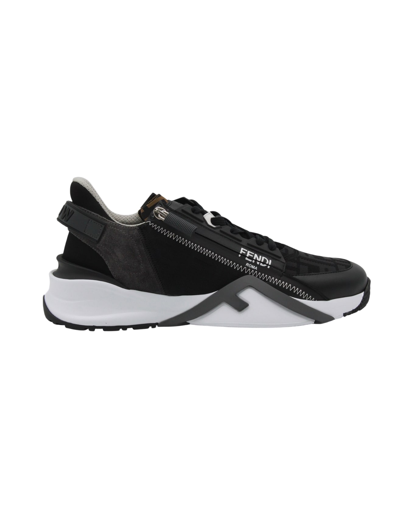 Fendi Black Leather Fendi Flow Sneakers - Black