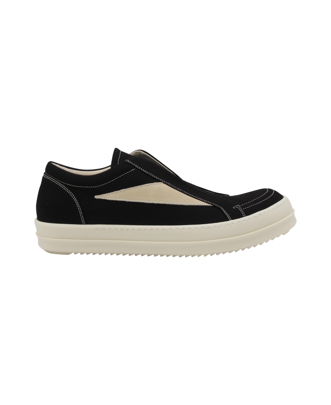 DRKSHDW Black And White Leather Laceless Vintage Sneakers - BLACK/MILK