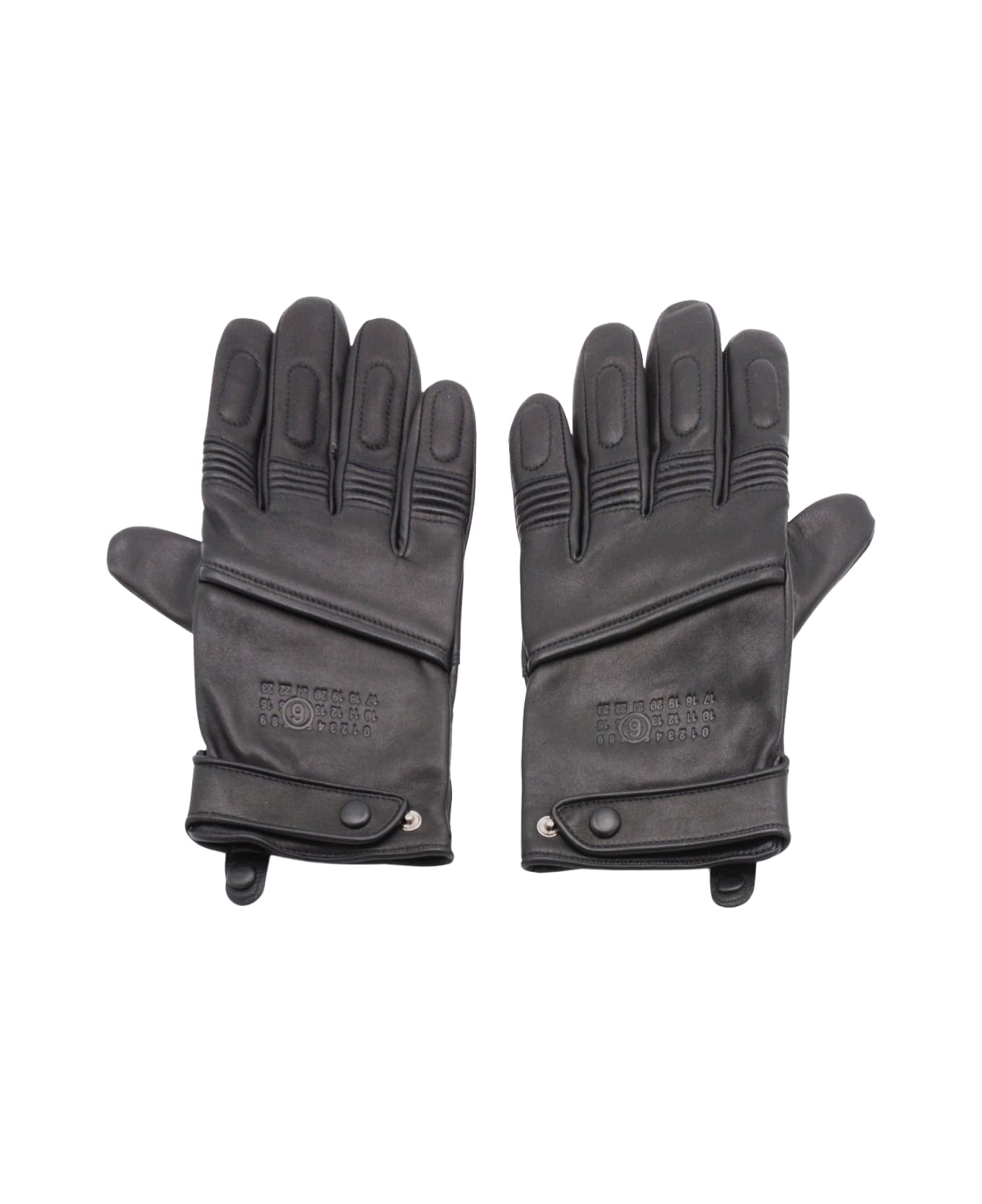 MM6 Maison Margiela Black Leather Gloves - Black