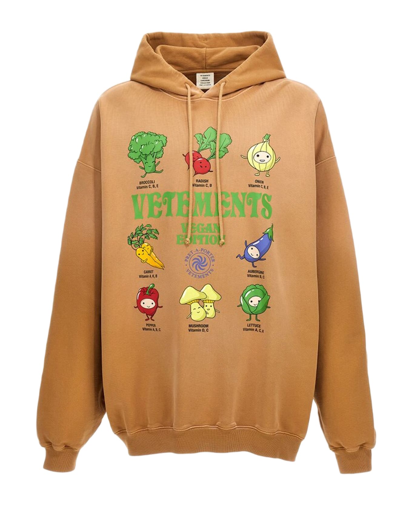 VETEMENTS Cotton Sweatshirt With Fresh Veggies Print - Brown