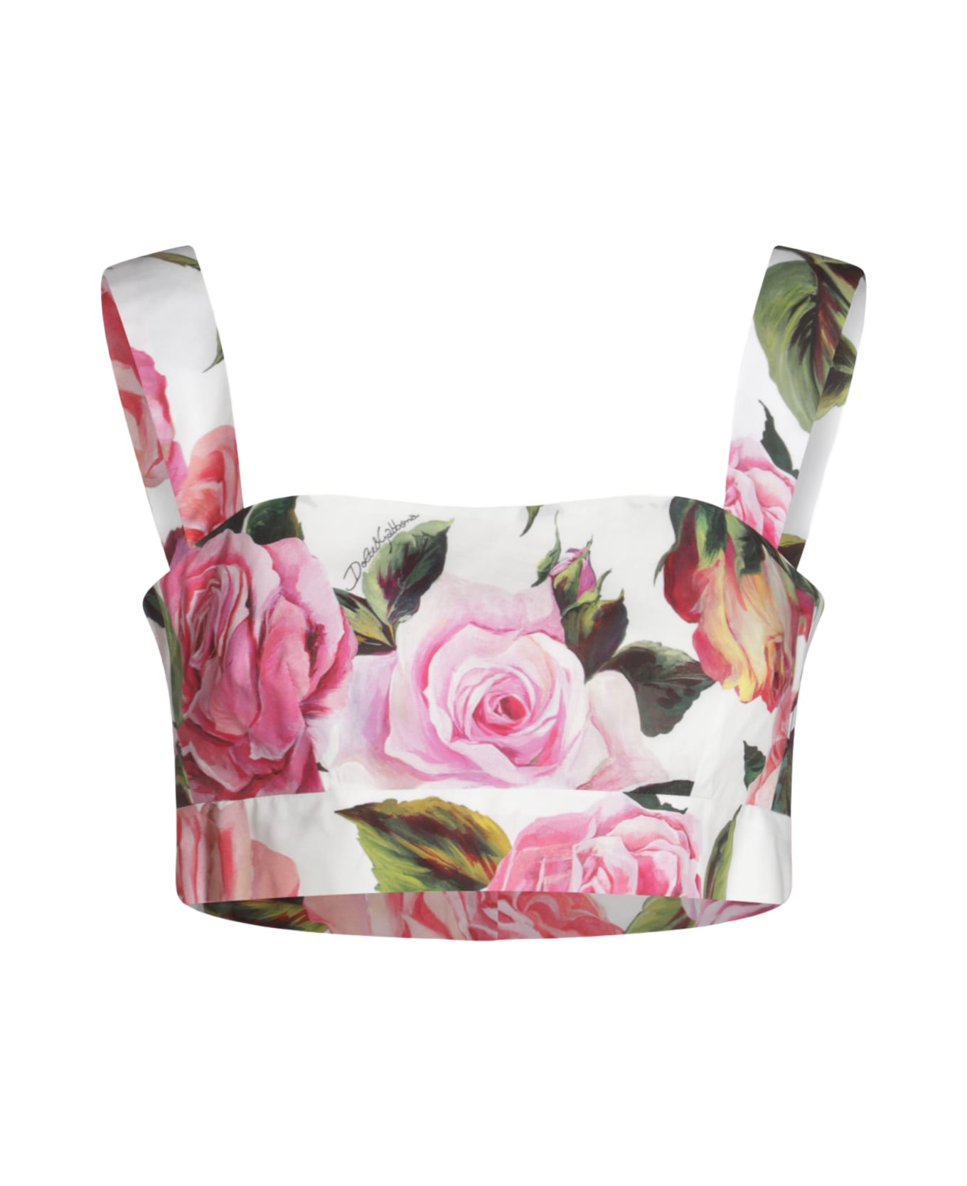 Dolce & Gabbana Multicolor Cotton Top - WHITE
