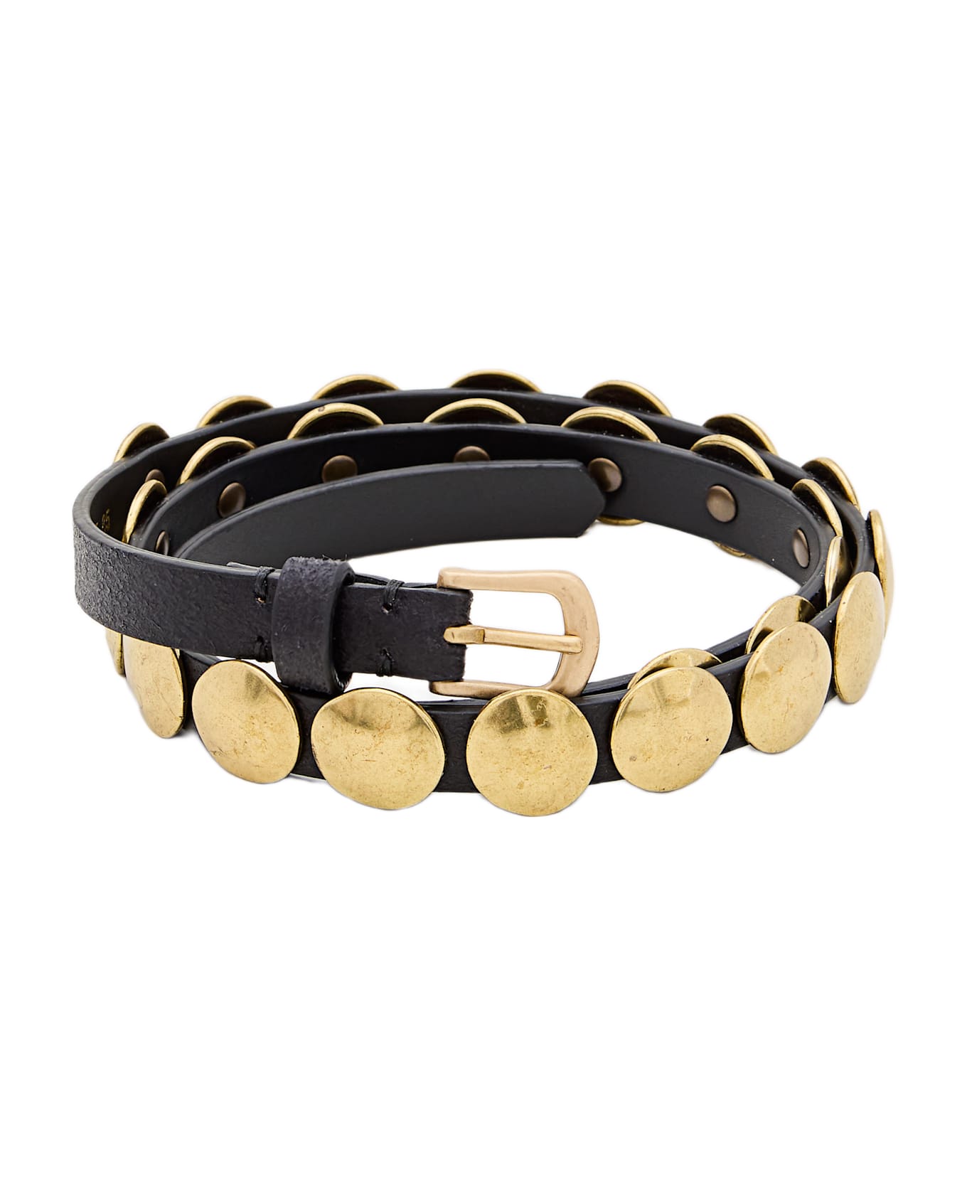 Golden Goose Belt Trinidad Thin Washed Leather Flesh Side With Studs - Black