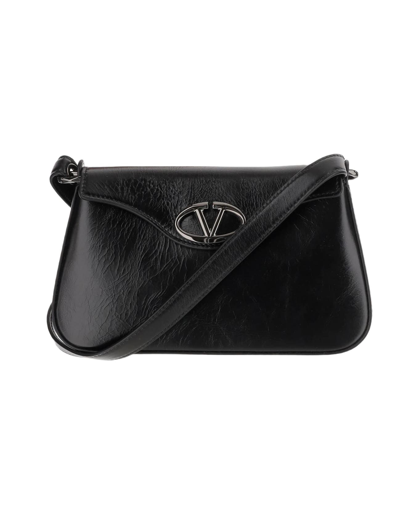 Valentino Garavani Vsignature Leather Shoulder Bag - Black