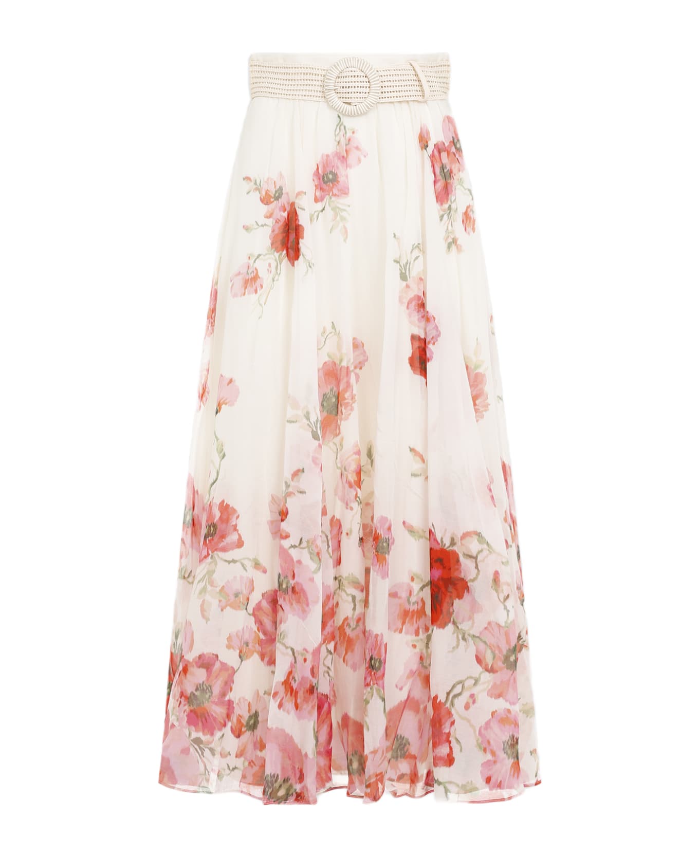 Zimmermann Lightburst Maxi Skirt - Cream Red Floral