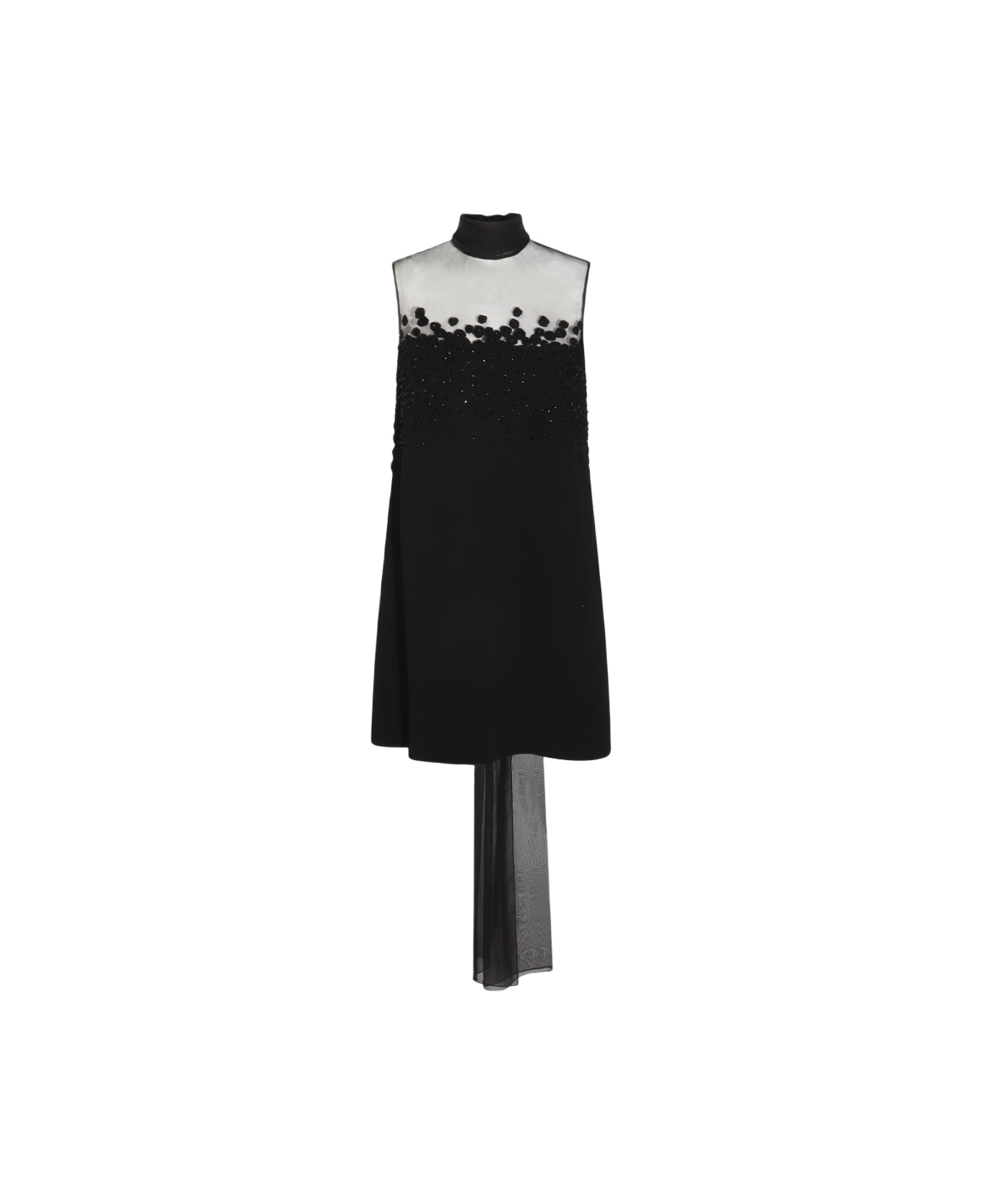 Valentino Black And White Viscose Mini Dress - Black