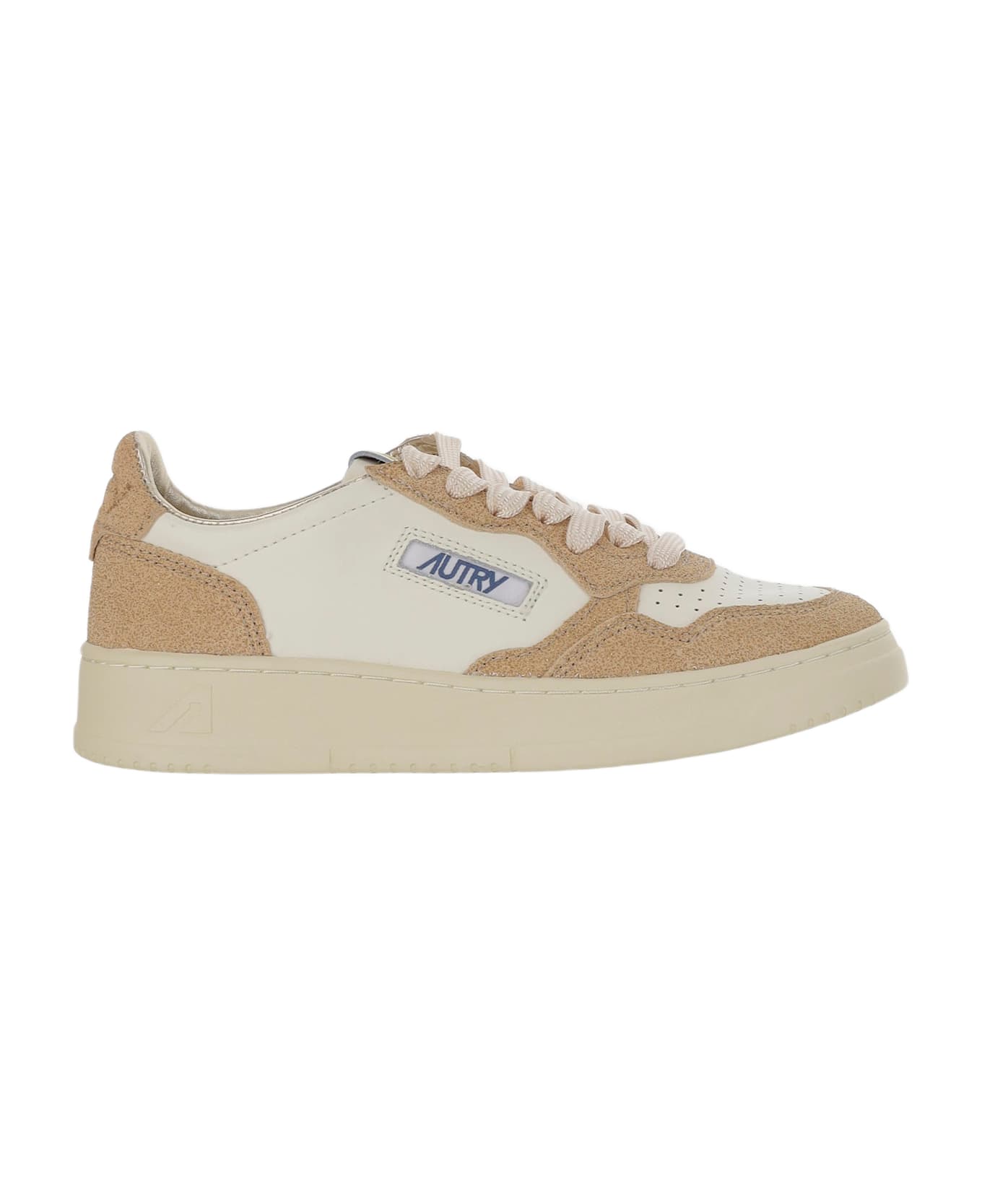 Autry Beige And Brown Leather Medalist Low Sneakers - Brown
