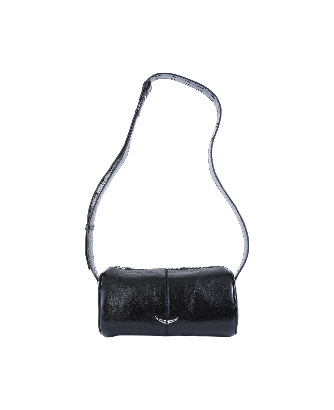 Zadig 
Voltaire Black Leather Doudou Vintage Patemt Shoulder Bag - Black