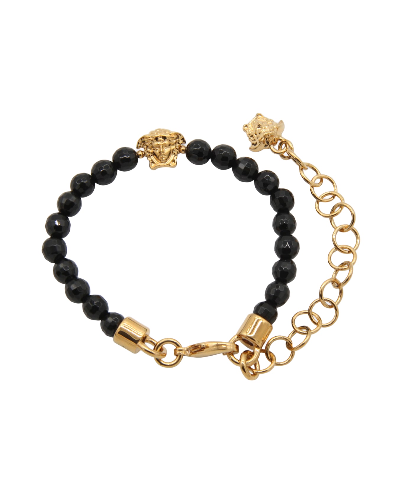 Versace Black And Gold Metal Bracelets - Golden
