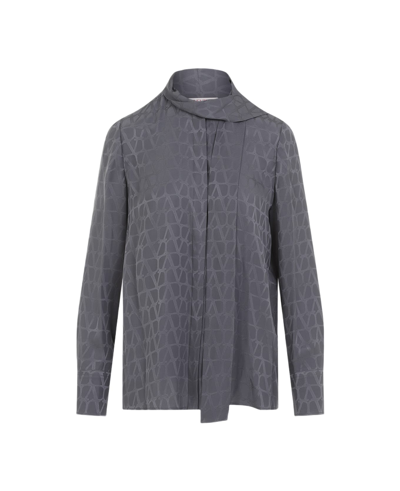Valentino Garavani Toile Iconographe Silk Blouse - Mxe Stone Grey