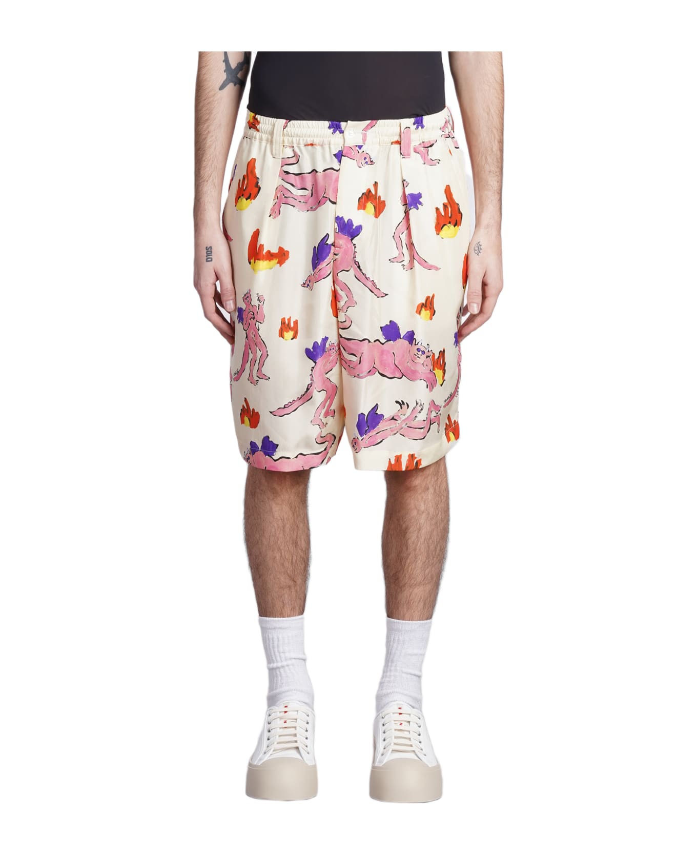 【関税&送料込】Marni Bermuda Shorts With Stripe Pattern Navy Striped Shorts by Marni on Sale