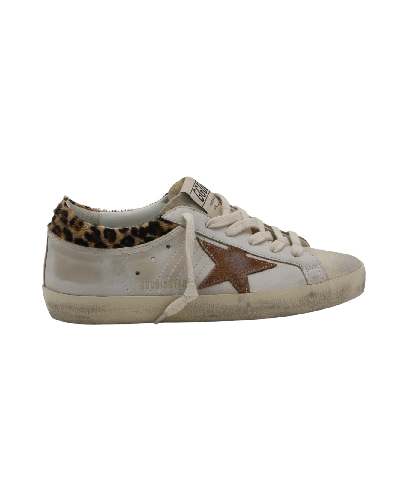 Golden Goose Beige And Leopard Leather Superstar Sneakers - BEIGE/SEEDPEARL BROWN LEO