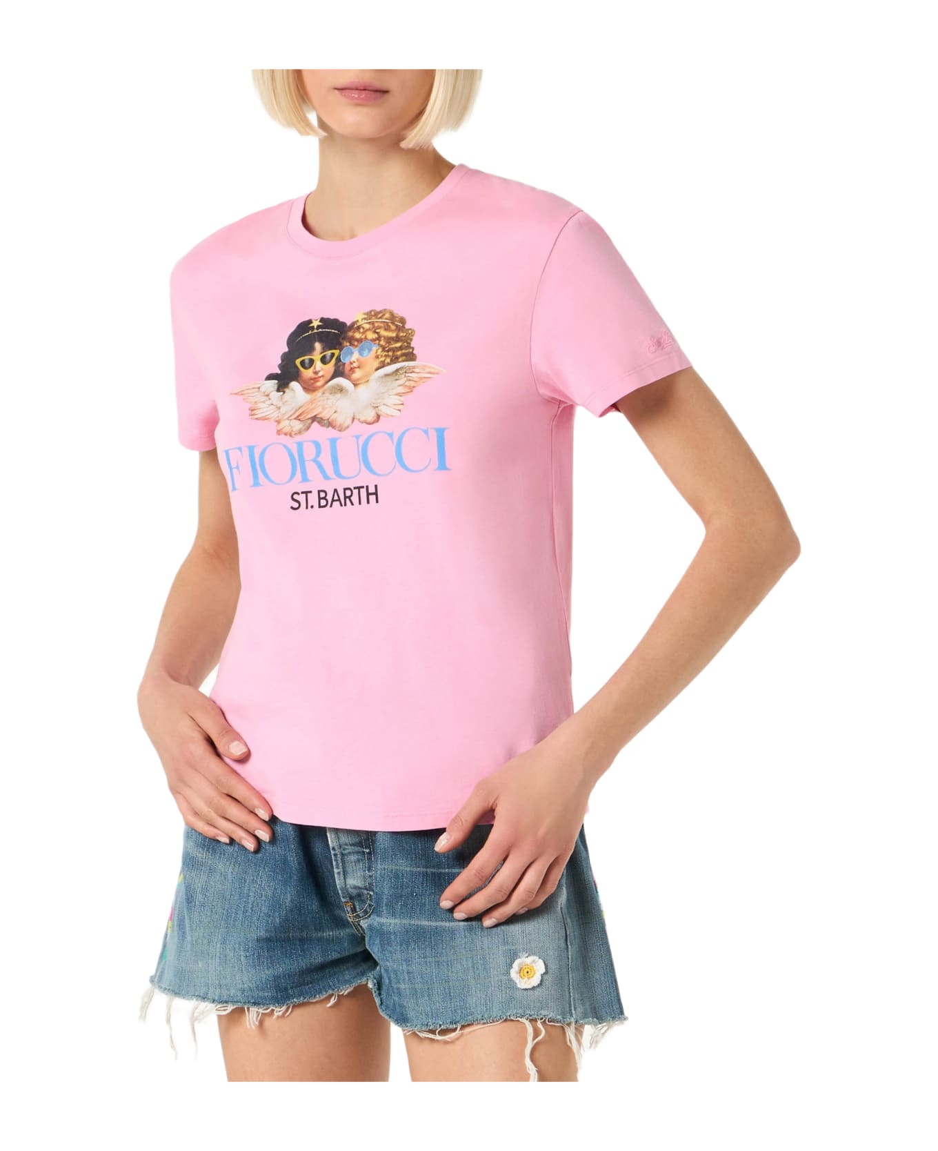 MC2 Saint Barth Woman Cotton T-shirt With Fiorucci Print | Fiorucci Special Edition - PINK