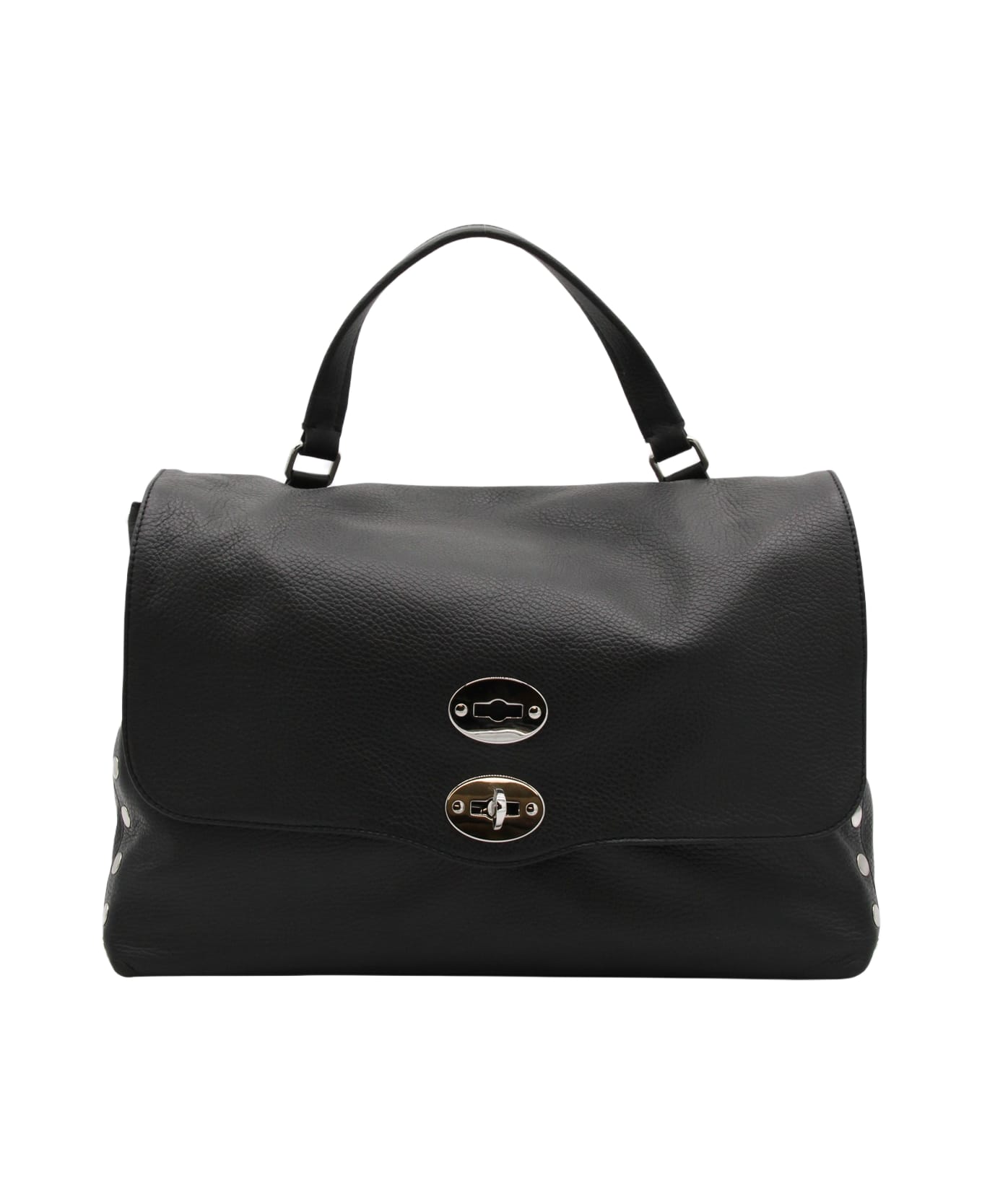 Zanellato Black Leather Postina Daily Medium Top Handle Bag - Black
