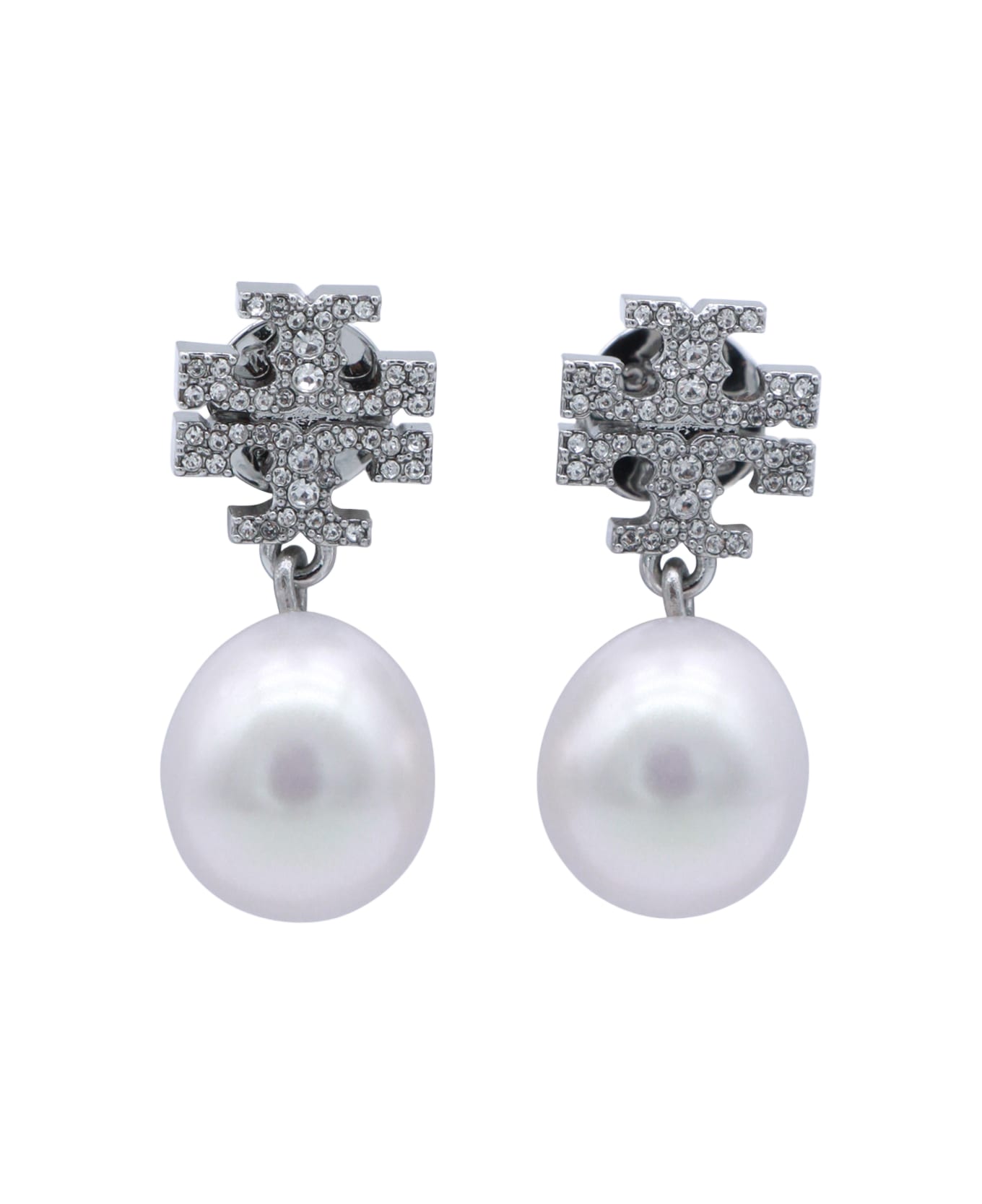Tory Burch Silver And Pearl Brass Earrings - SILVER/PEARL