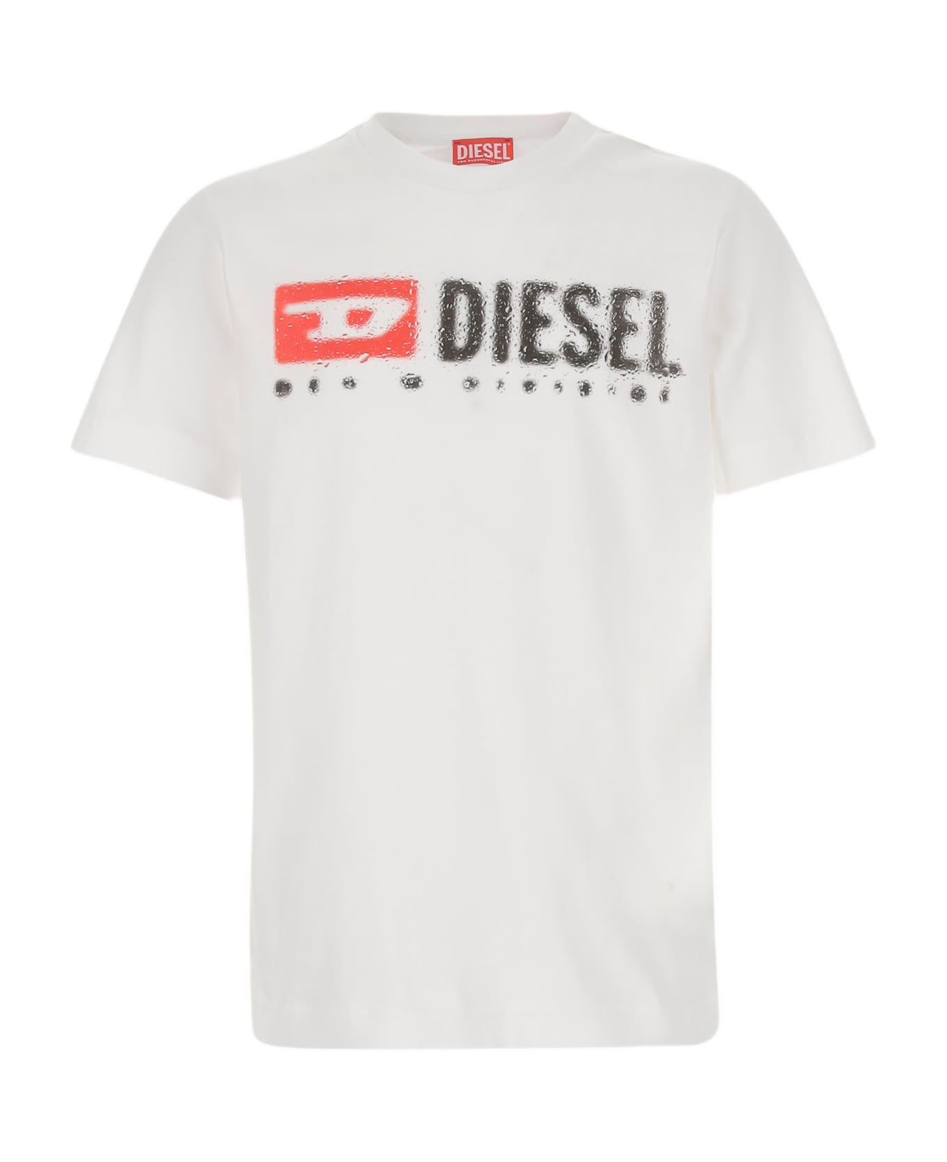 Diesel Tadjustk14 Cotton T-shirt With Print - White
