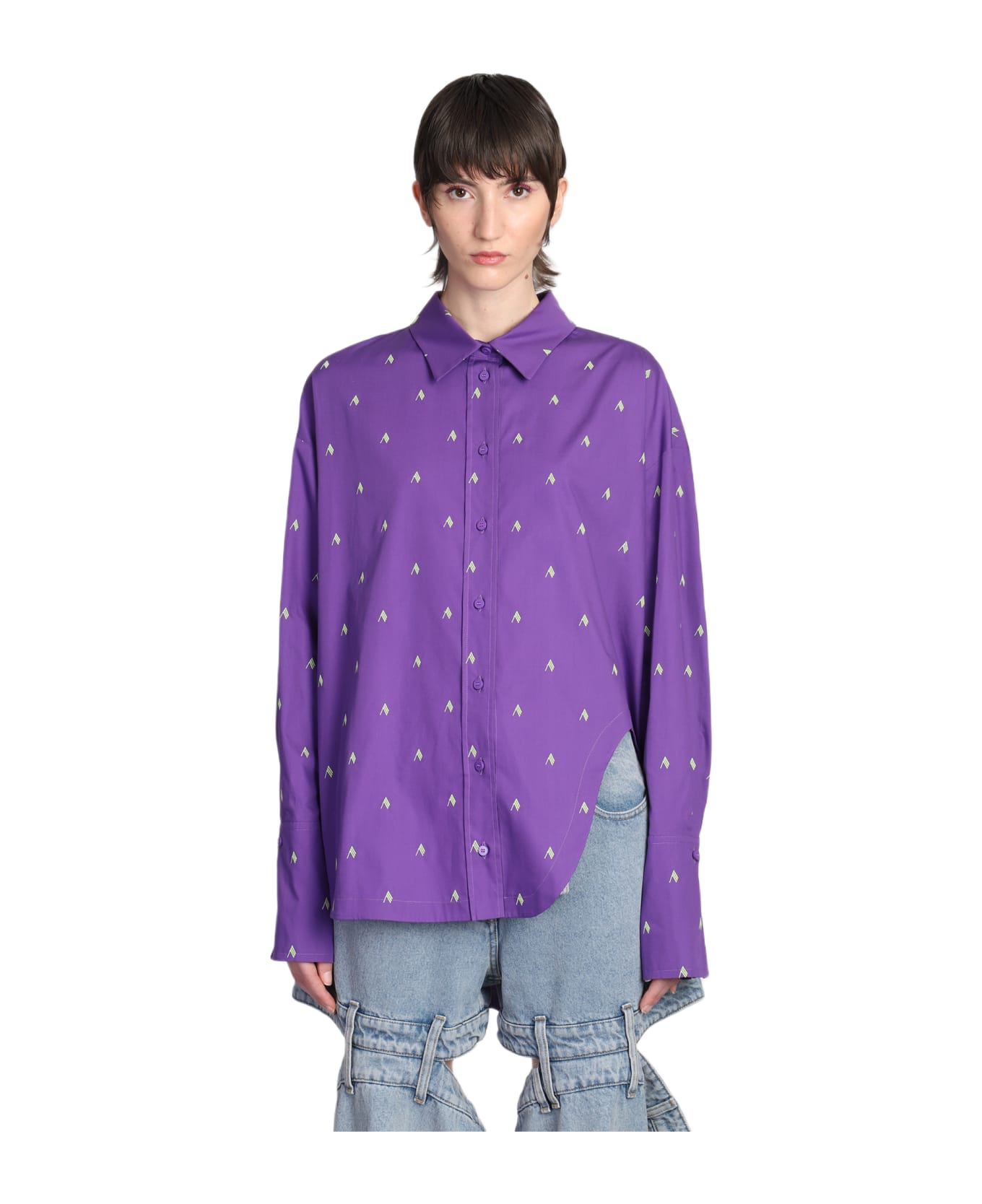 The Attico Embroidered Poplin Diana Shirt - PURPLELIGHTGREEN