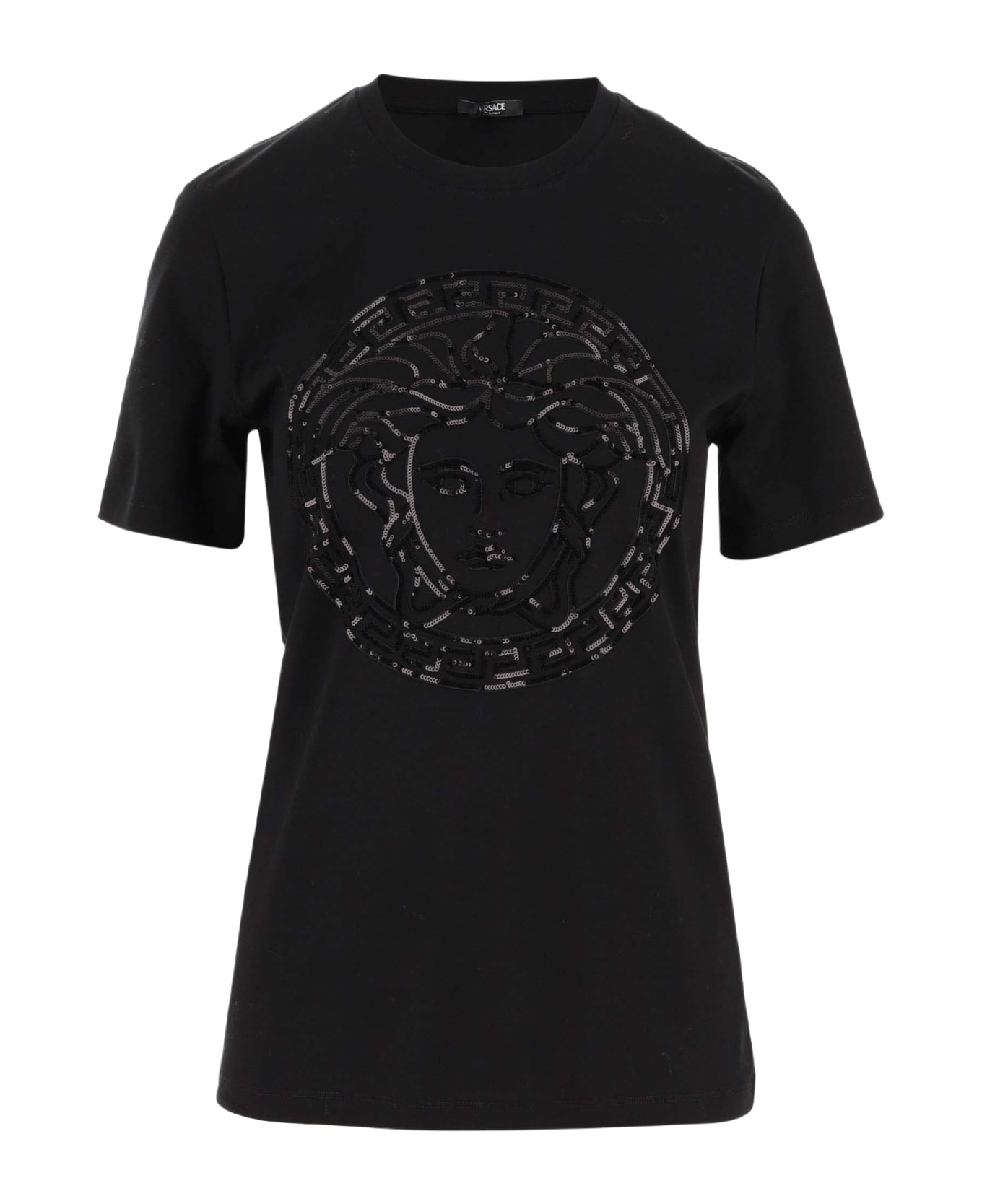 Versace Cotton T-shirt With Logo - Black Tシャツ