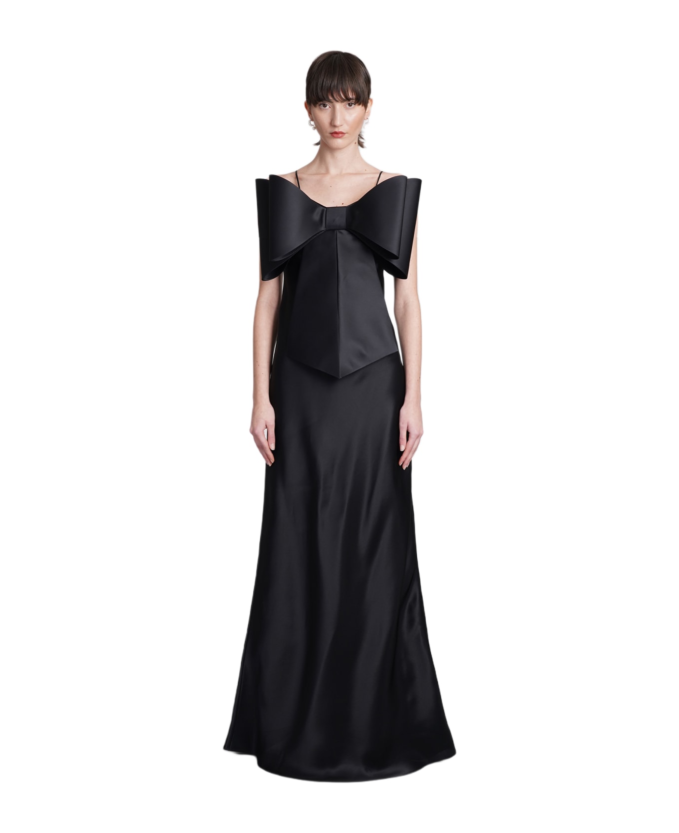 Mach & Mach Dress In Black Silk - black
